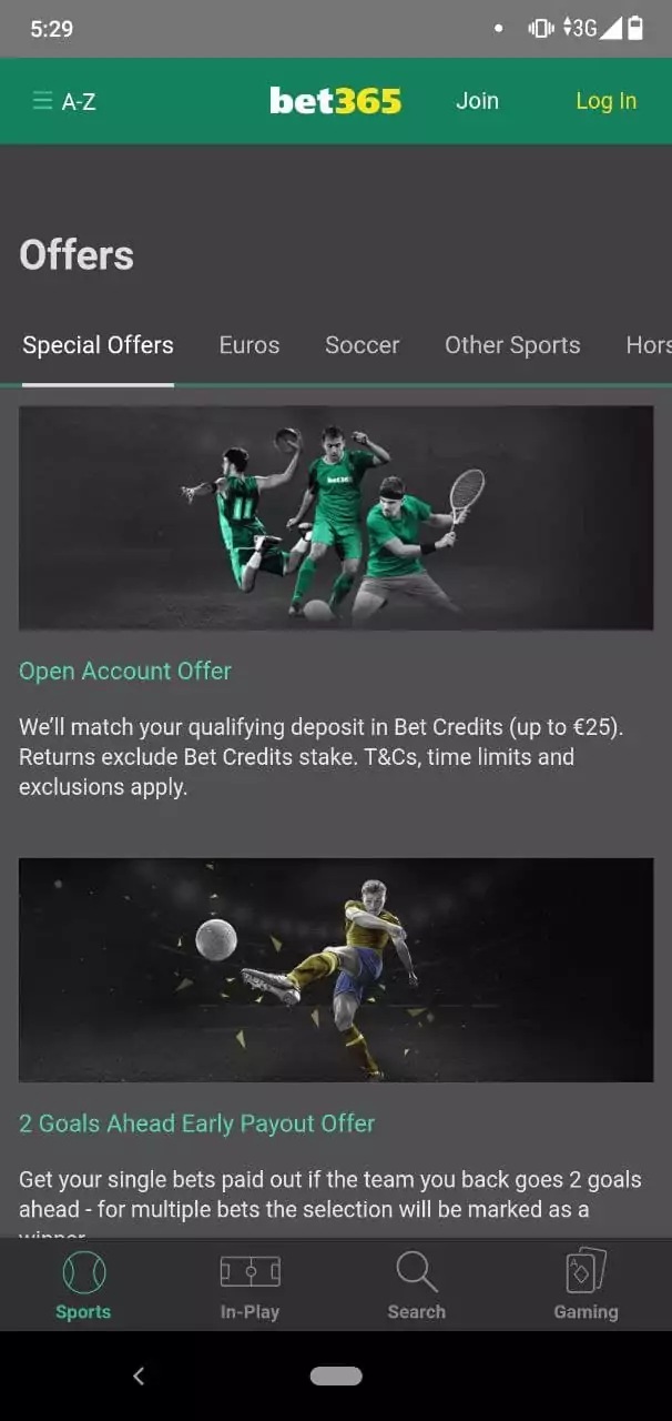 Bonuses and Promotions in Bet365 Mobile App.