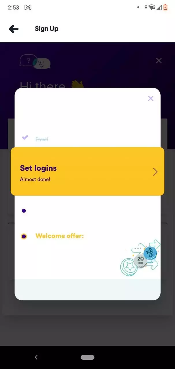 Login in Casumo Mobile App.