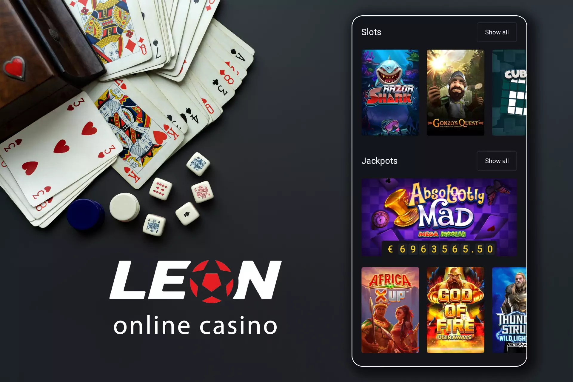 If you are a lover of casino games, go to the special section and start playing.