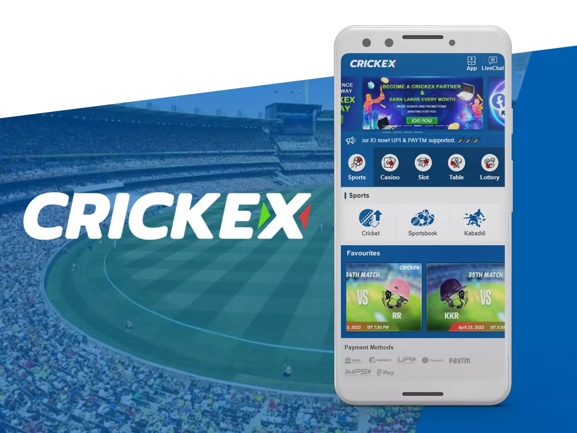 The Crickex app is great for betting on sports in India.