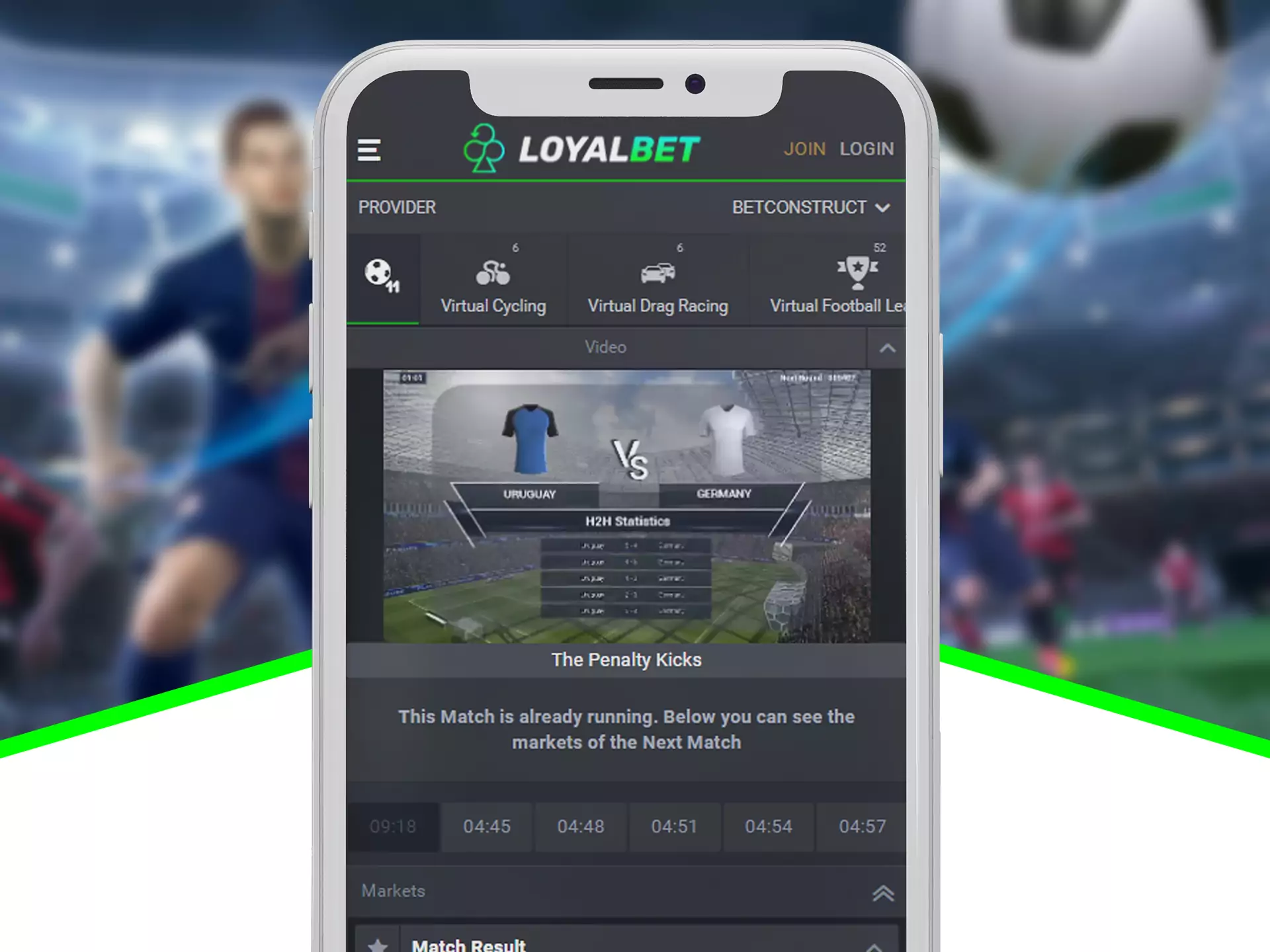 Bet on teams of virtual sports.