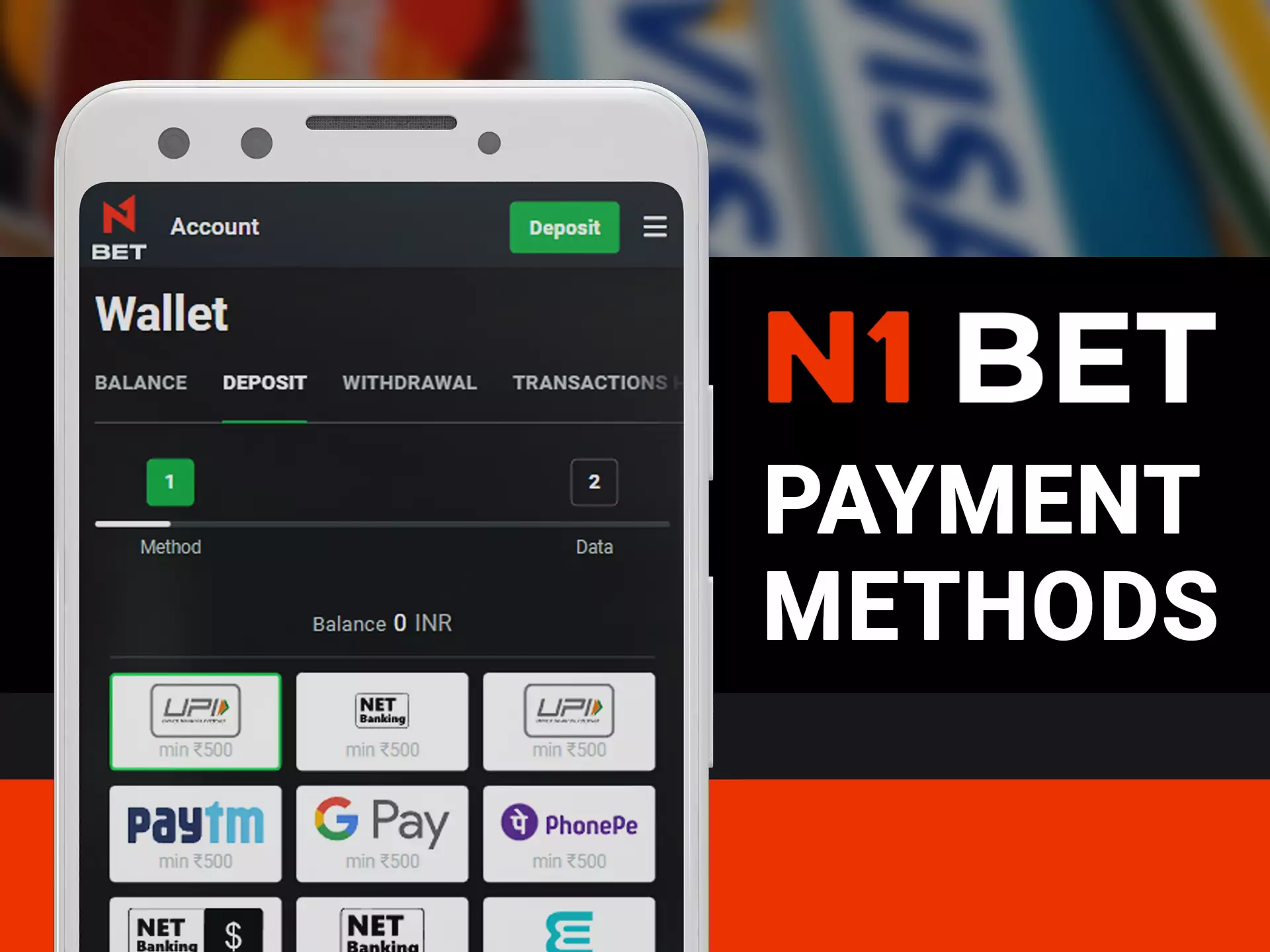 Use your prefered deposit method at N1Bet.