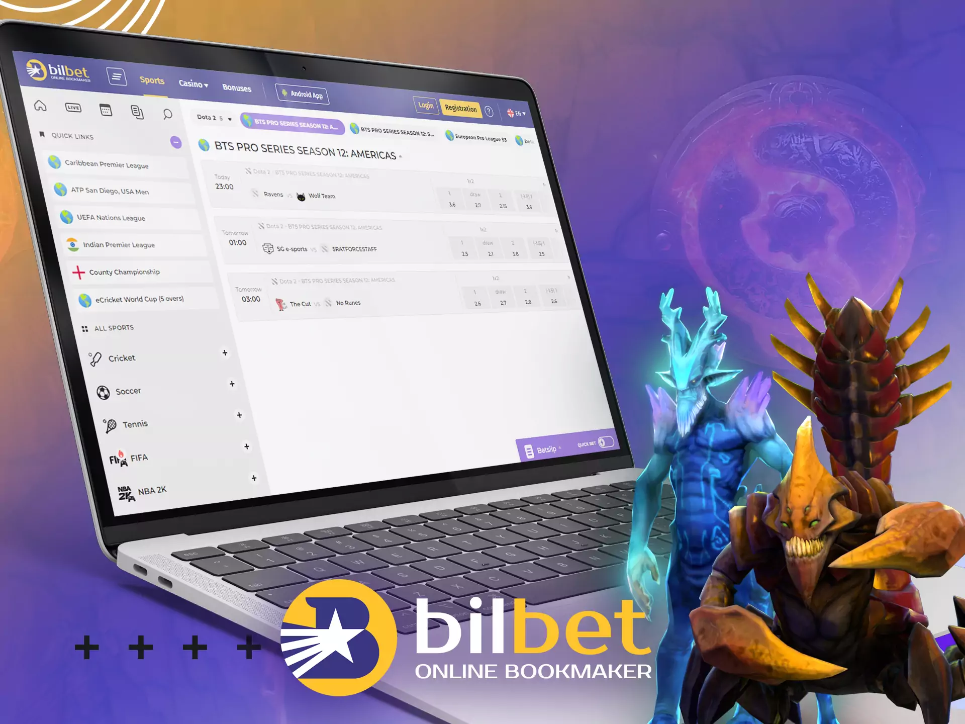 Bilbet provides betting on the Dota 2 events.