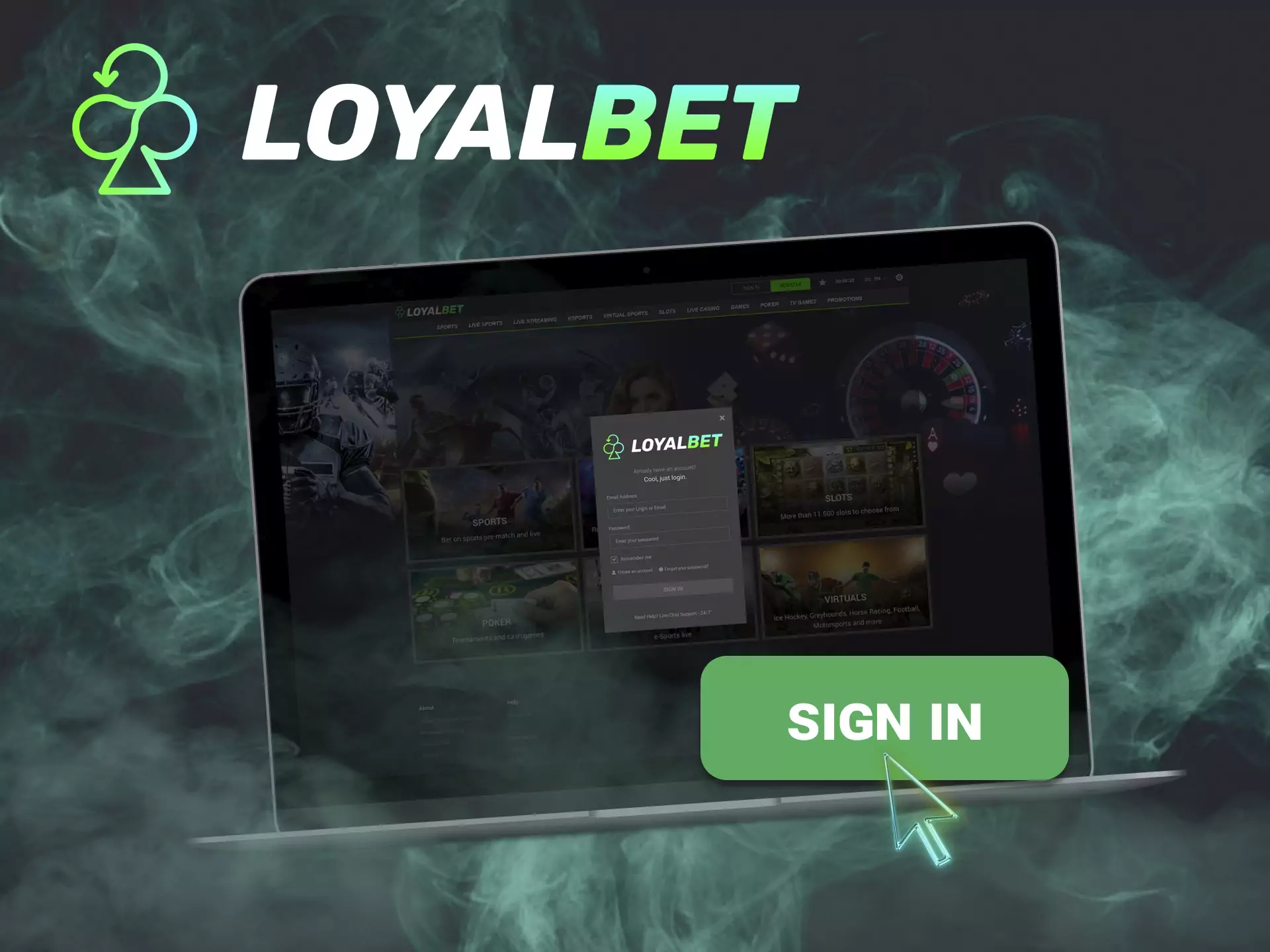 Use the username and the password you have just created to log into Loyalbet.