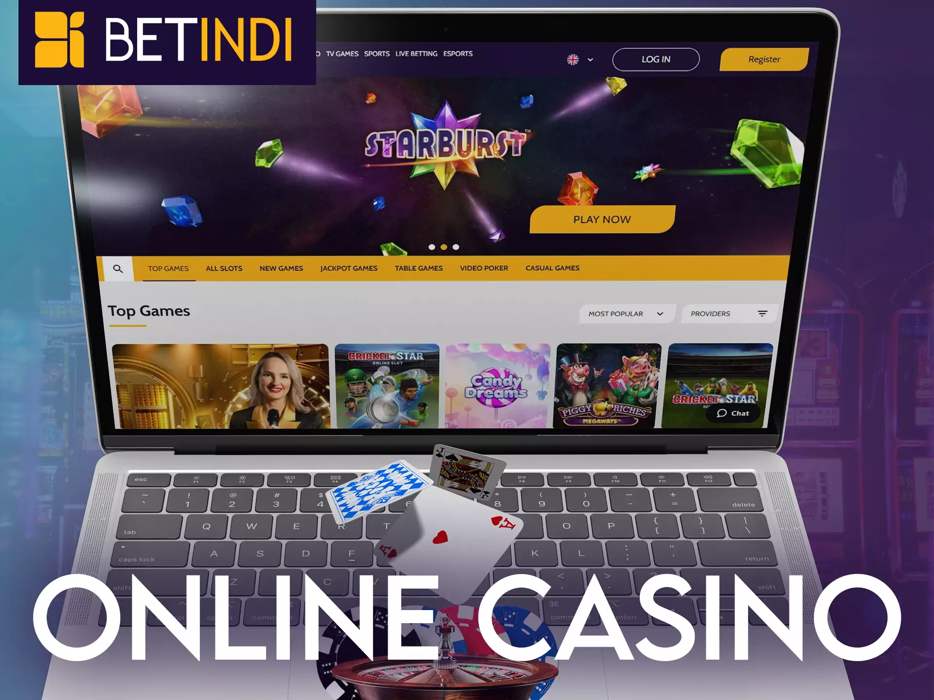 Betindi's online casino offers many different games and entertainment.