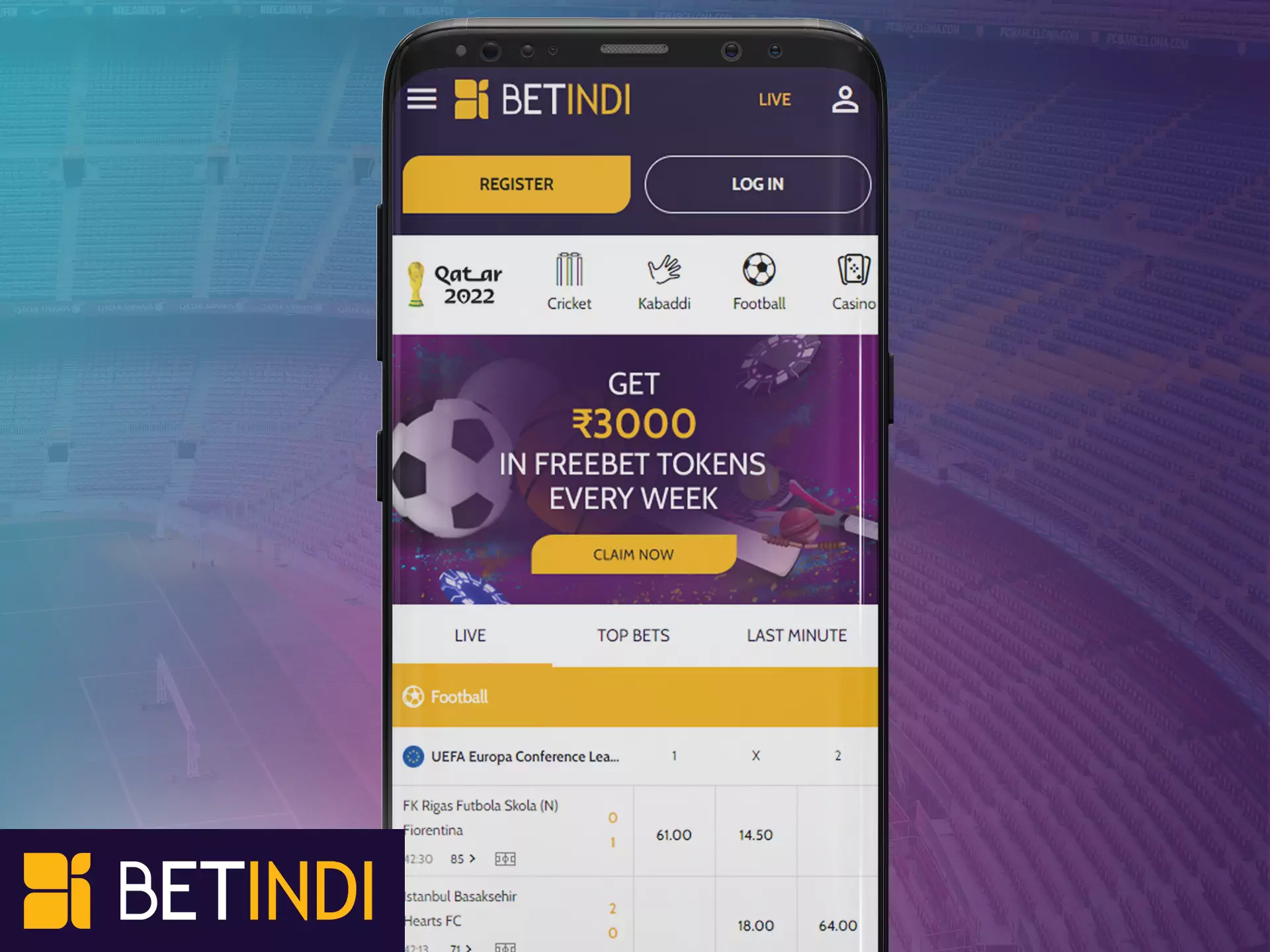 Mobile website from Betindi, place bets anywhere.