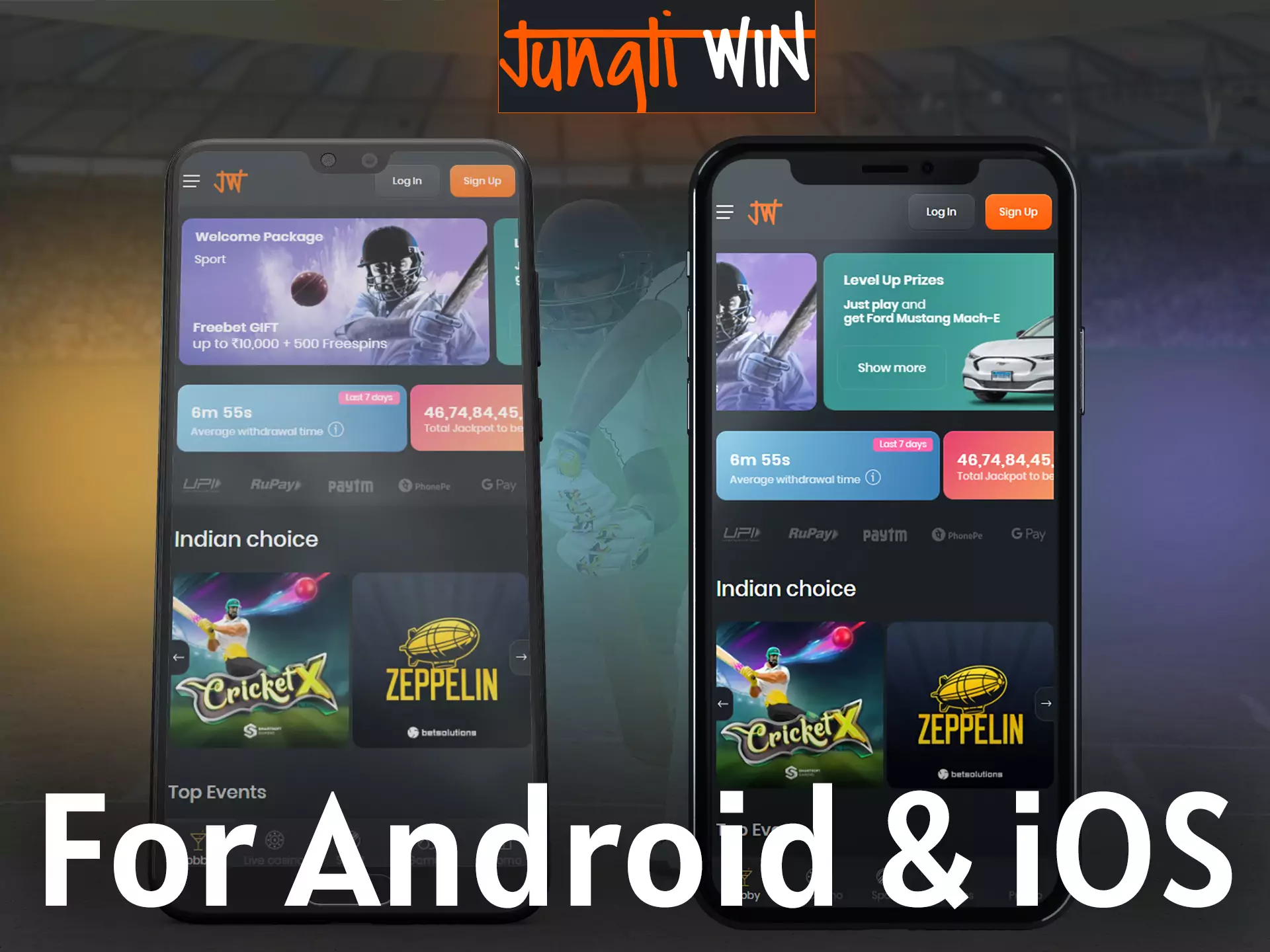 The Jungliwin app can be installed on Android and iOS devices.