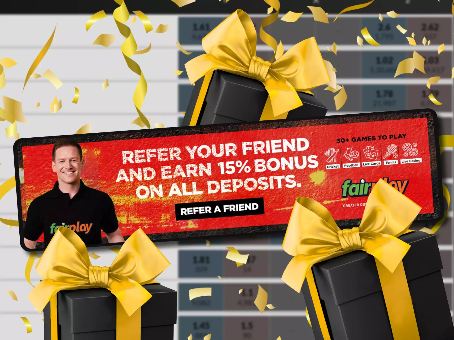 Invite a friend in the Fairplay app and get a special deposit bonus.