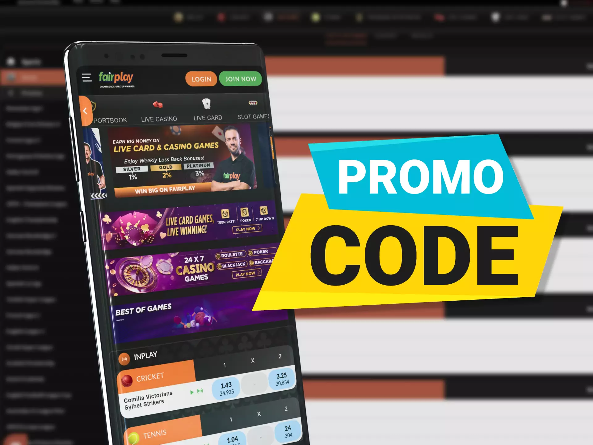 Use a special promo code to get bonuses in the Fairplay app.