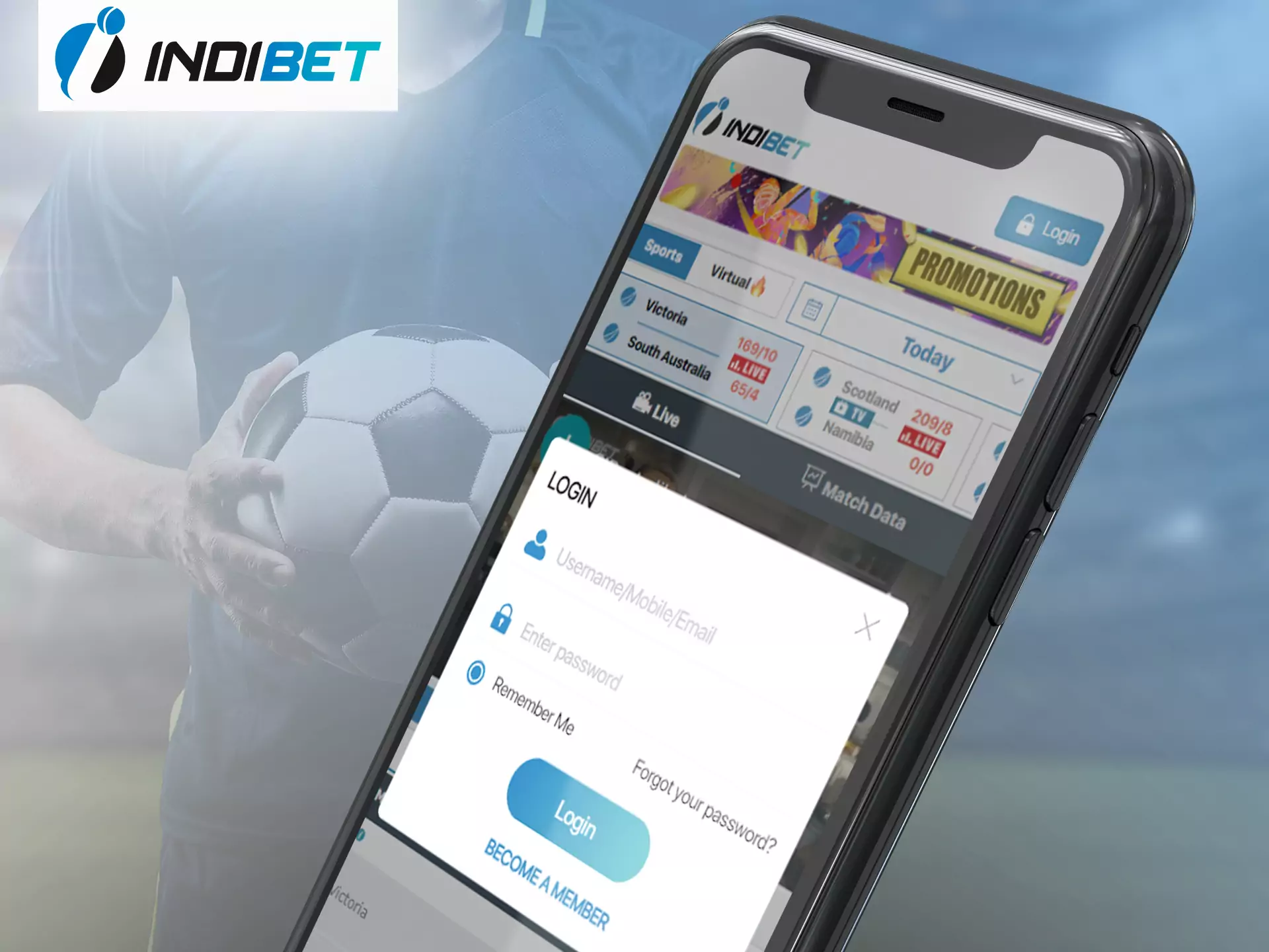 Log in at Indibet using your account.