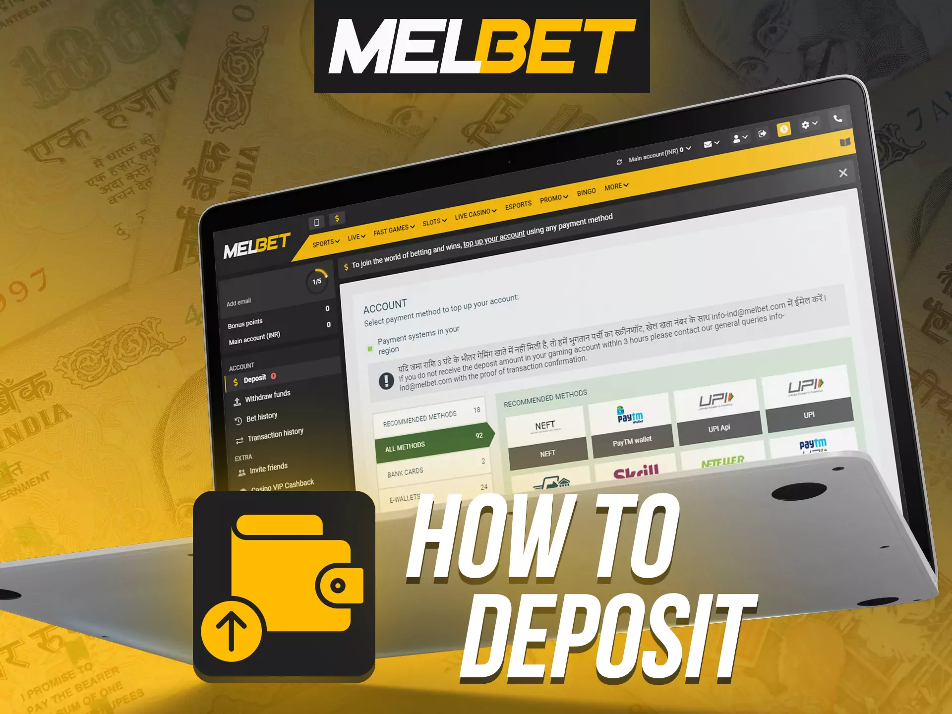 After your first deposit at Melbet you can get bonus.