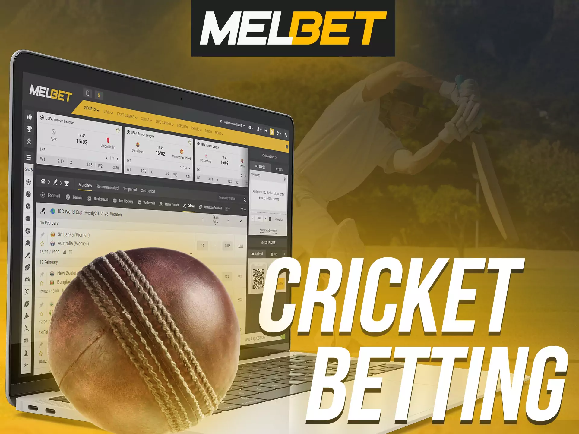 Win huge amount of money at Melbet by betting on cricket teams.