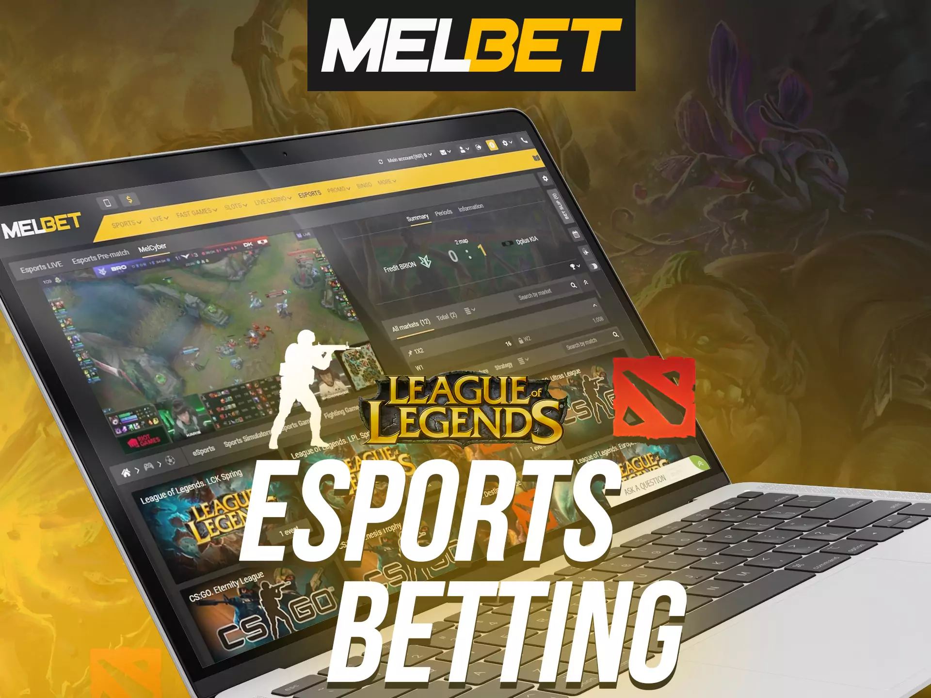 Choose your favourite esports team and make bet at Melbet.