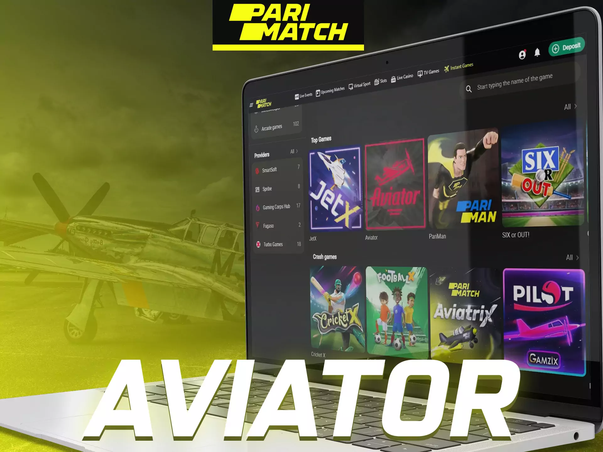 Play special Aviator games in Parimatch casino.