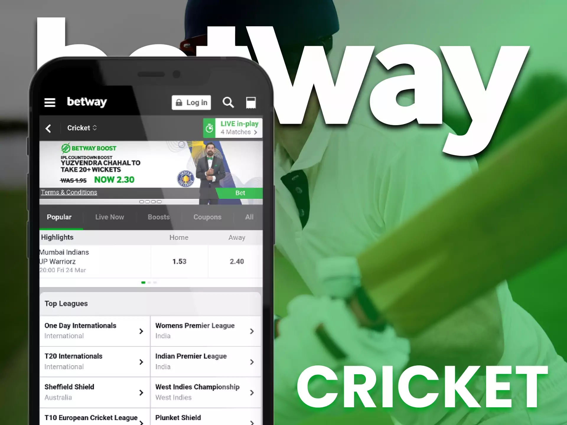 Bet on cricket at Betway.