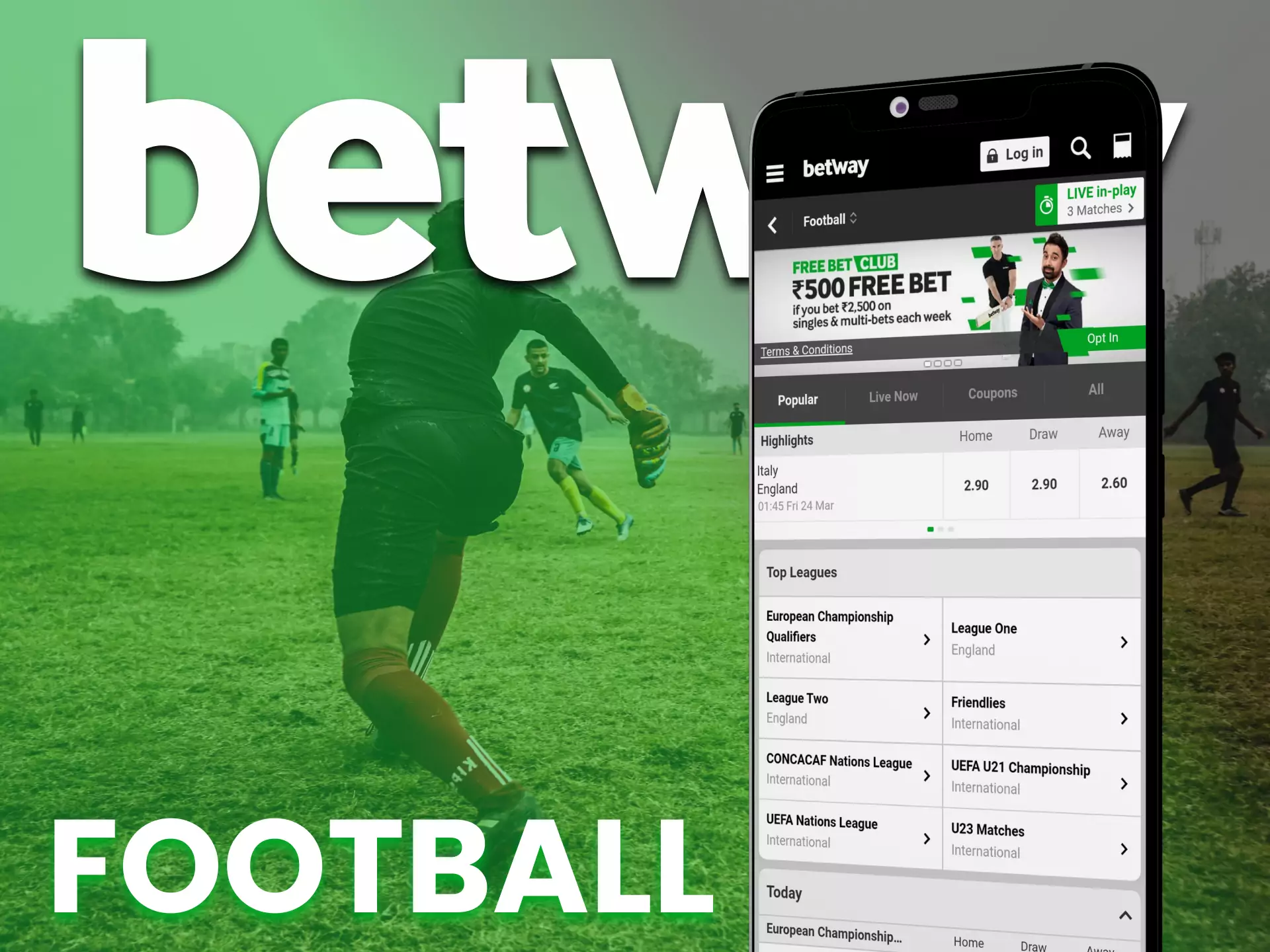 Place your bets on football at Betway.