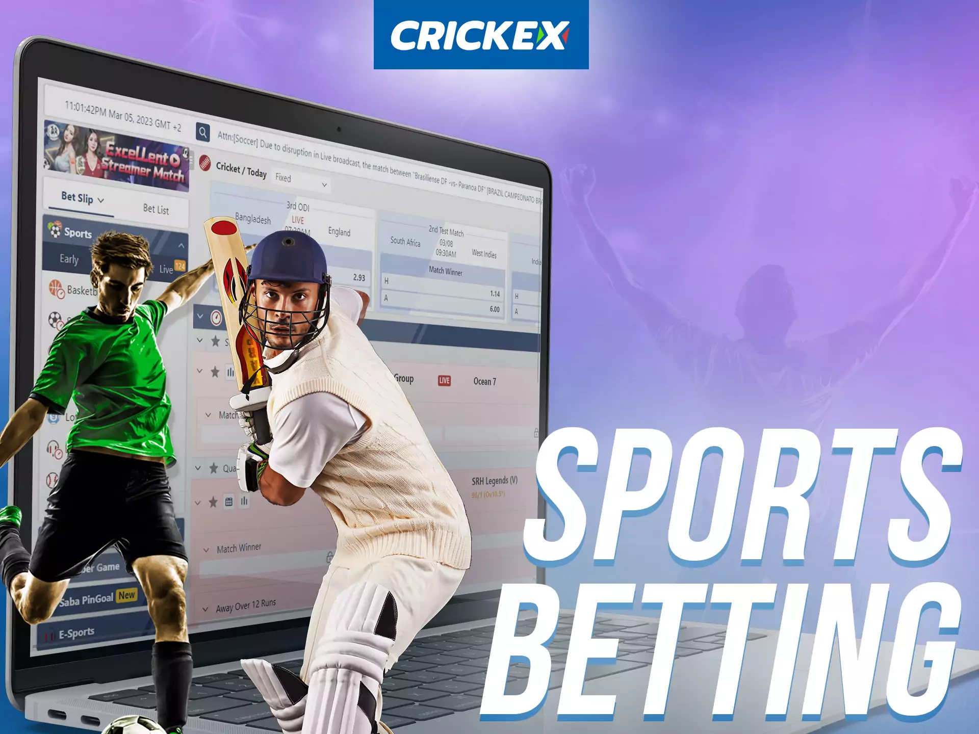 At Crickex, place your bets on all kinds of sporting events.