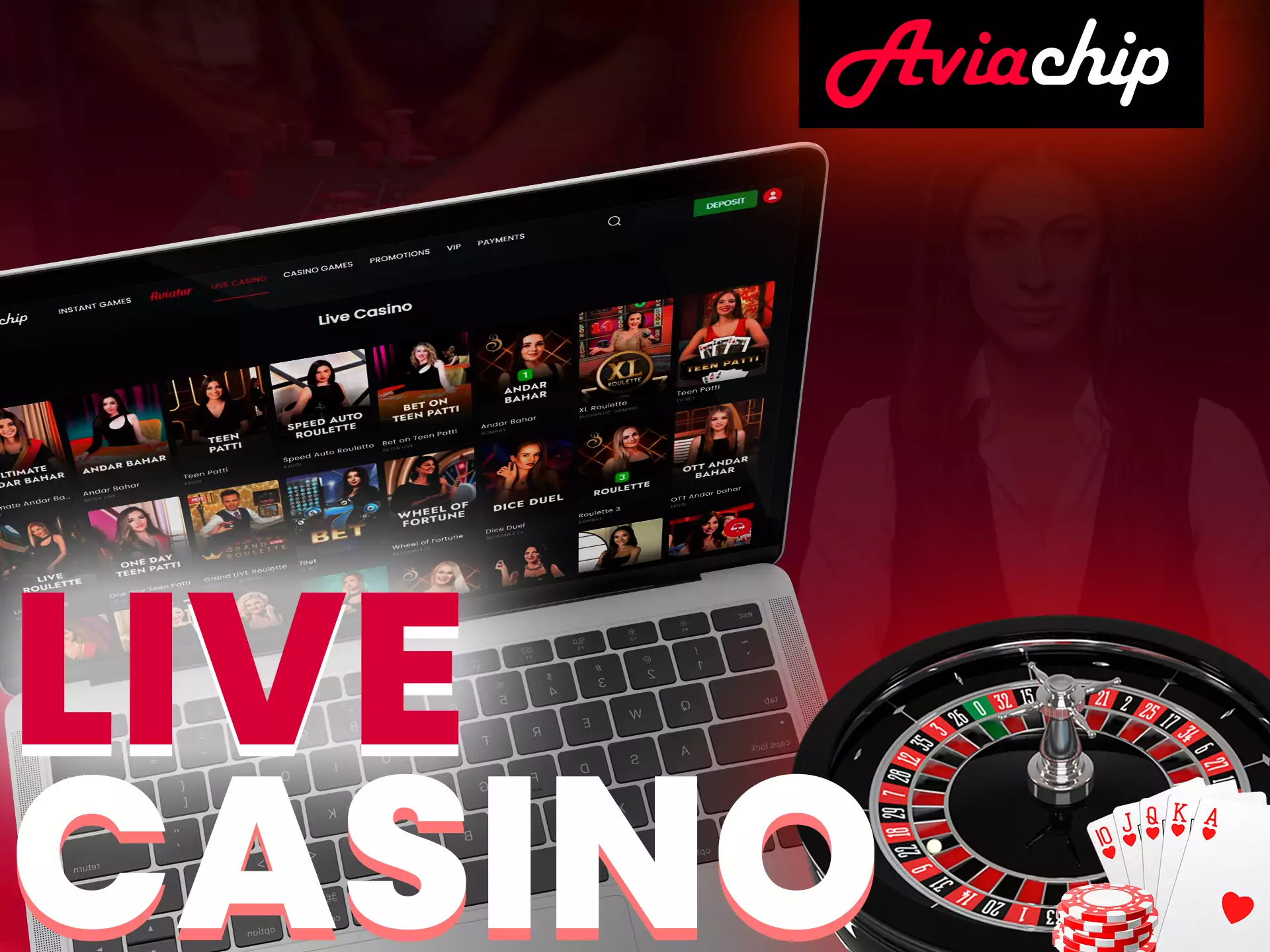 At Aviachip, any game at the Live Casino is available to you.