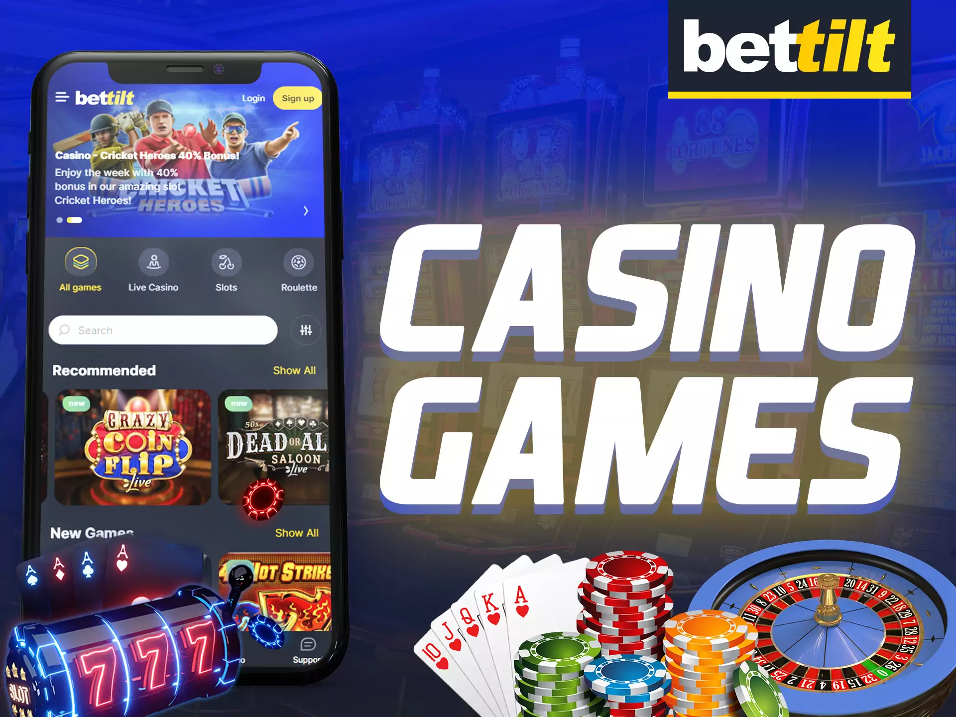 In the Bettilt app, play a variety of casino games.