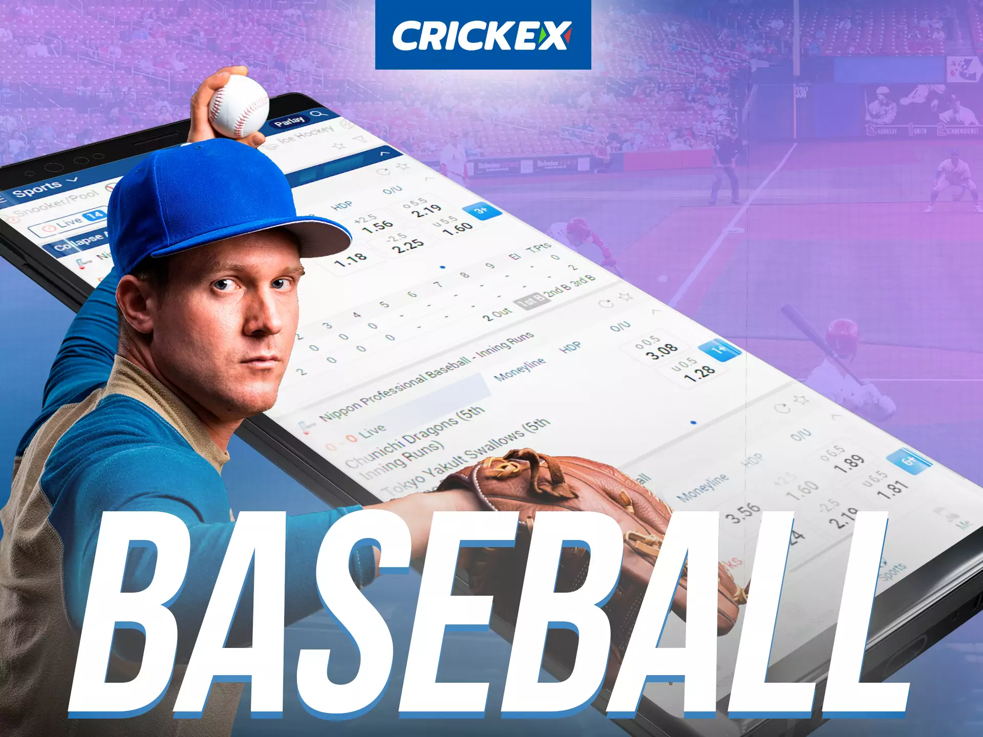 Bet on baseball with the Crickex app.