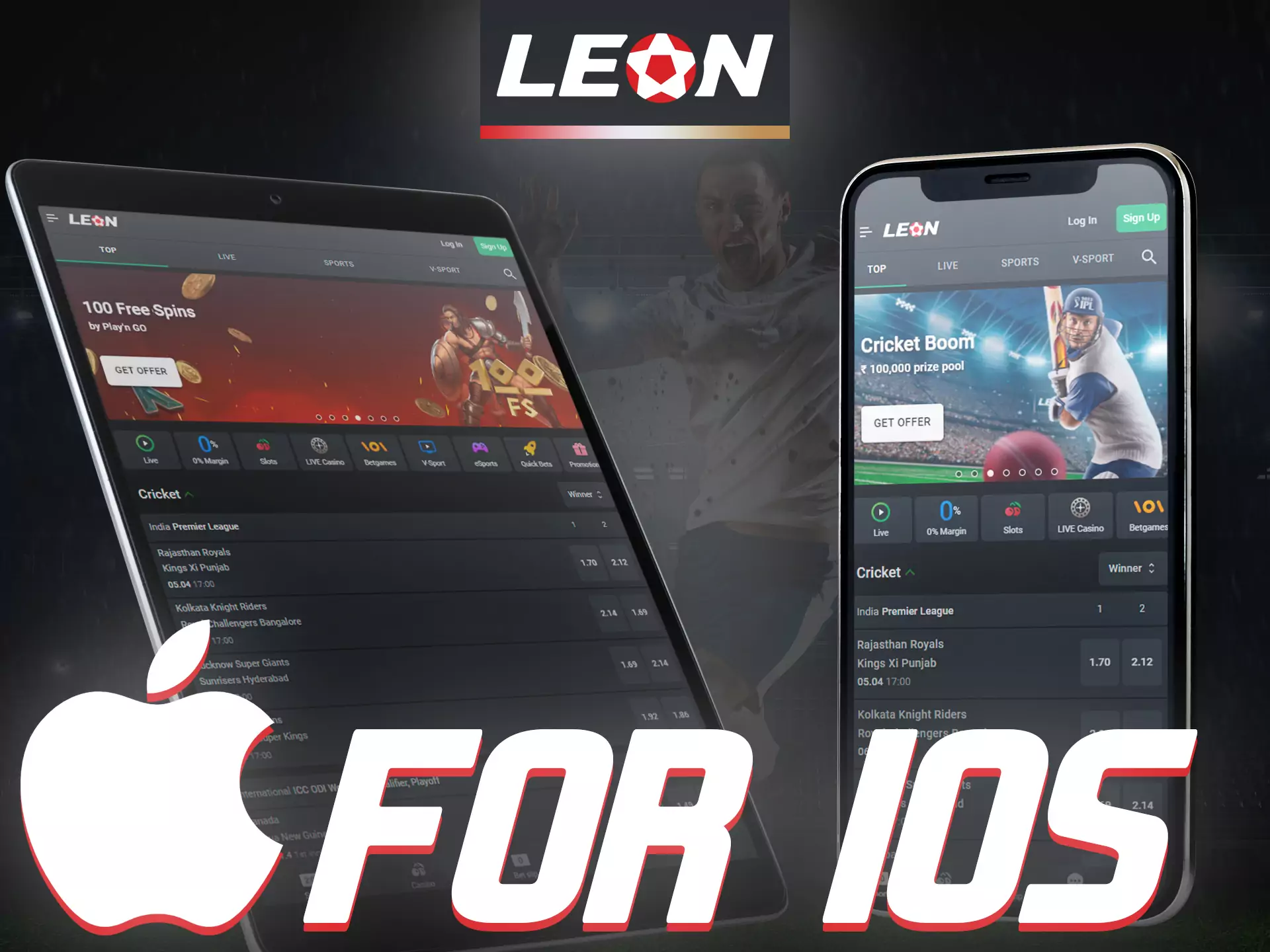 Install the Leonbet app on your iOS phone.