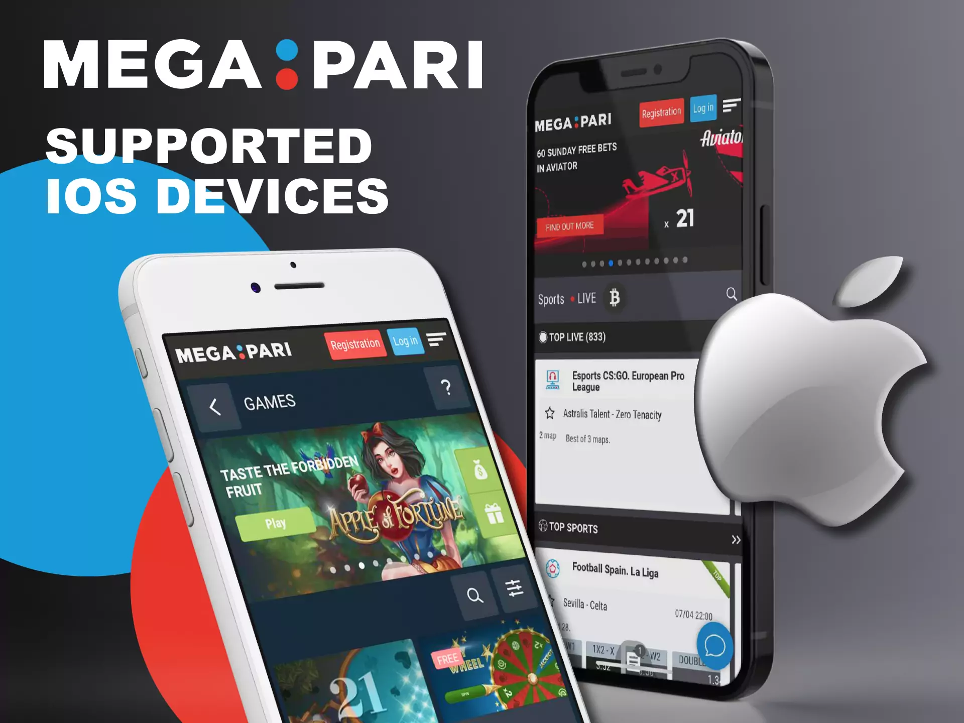 The Megapari app is supported on a variety of iOS devices.