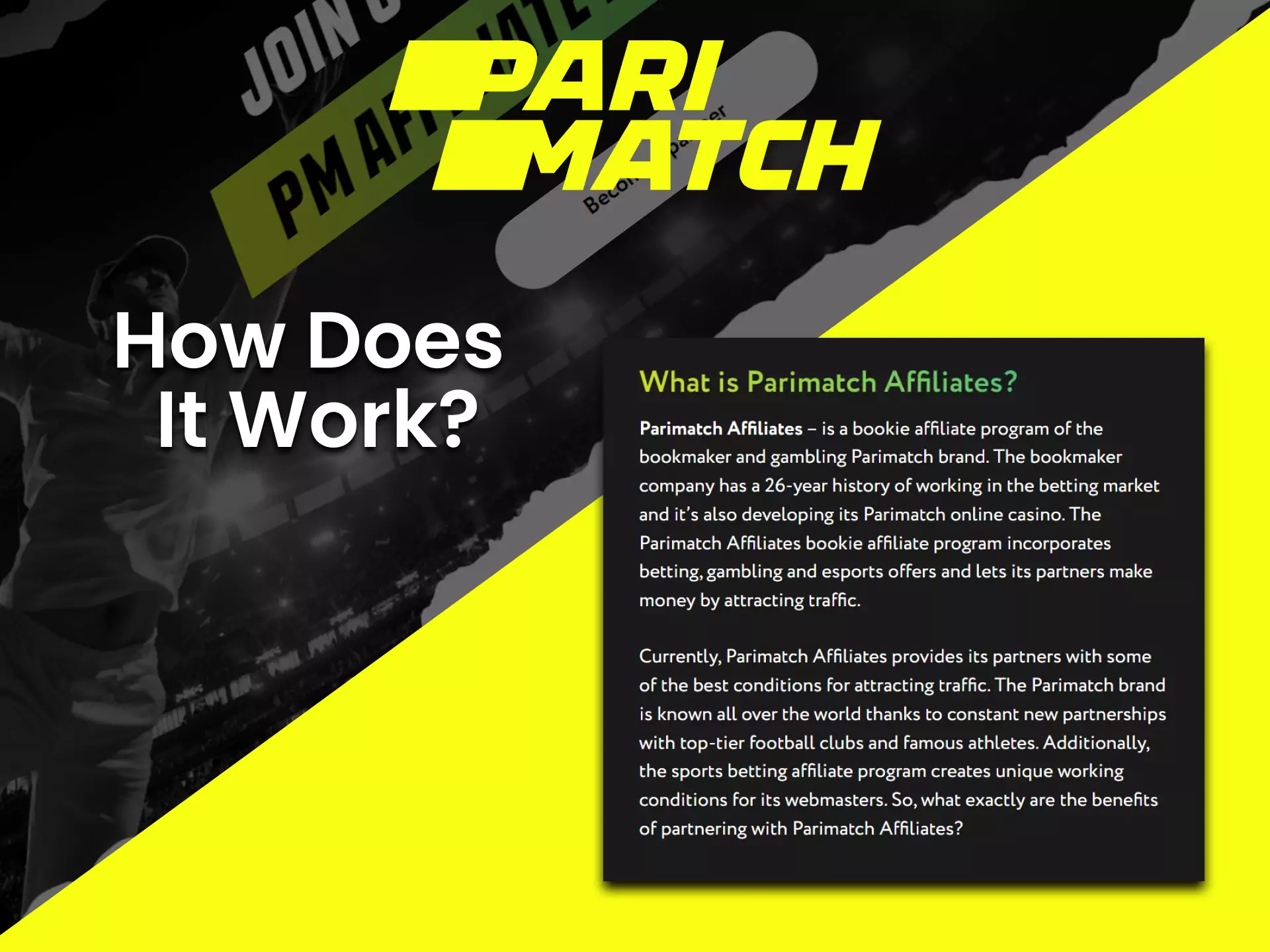 You can invite newcomers to the betting platform and get profit from the Parimatch affiliate program.