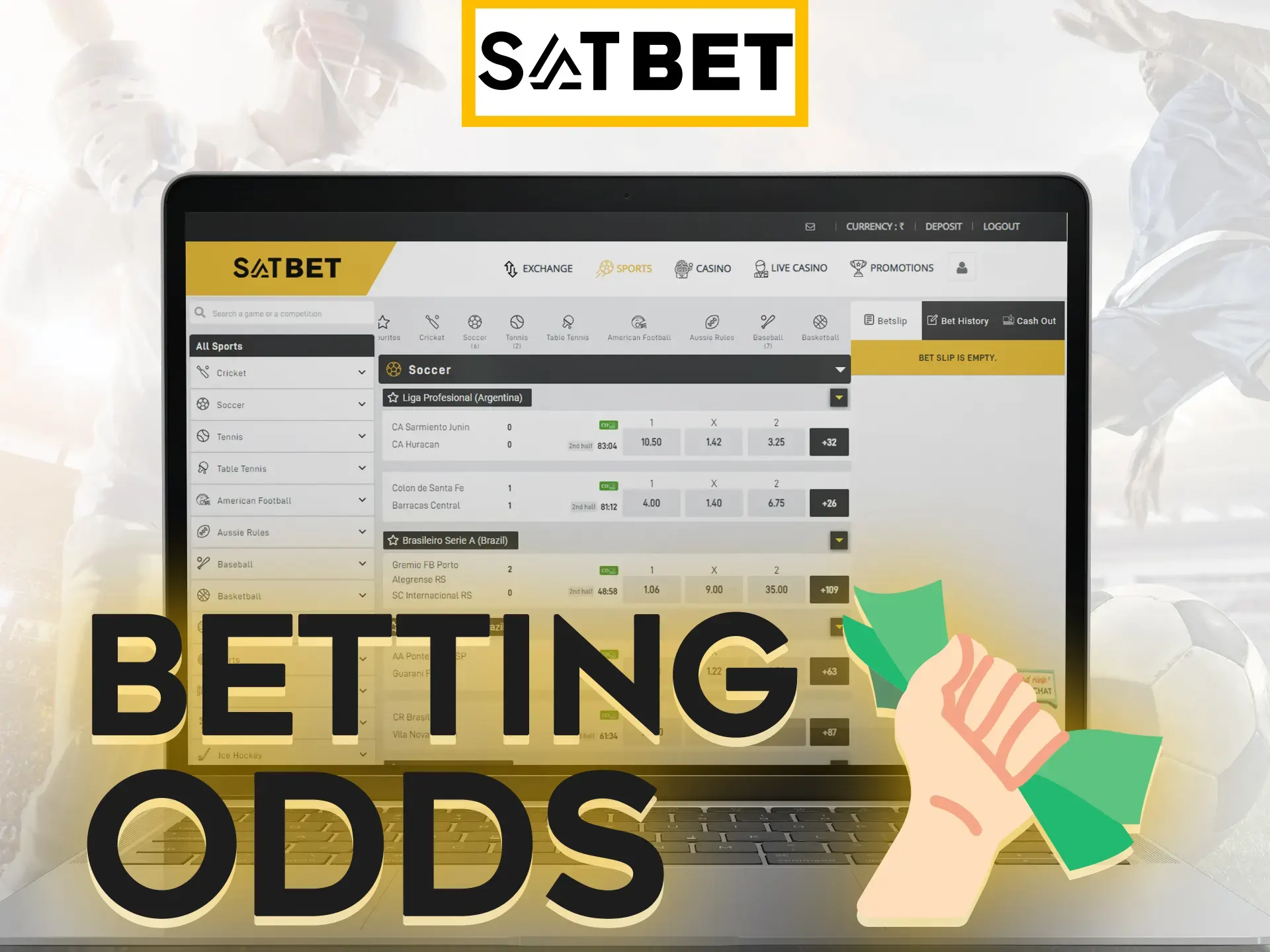 Calculate odds before making bet at Satbet.