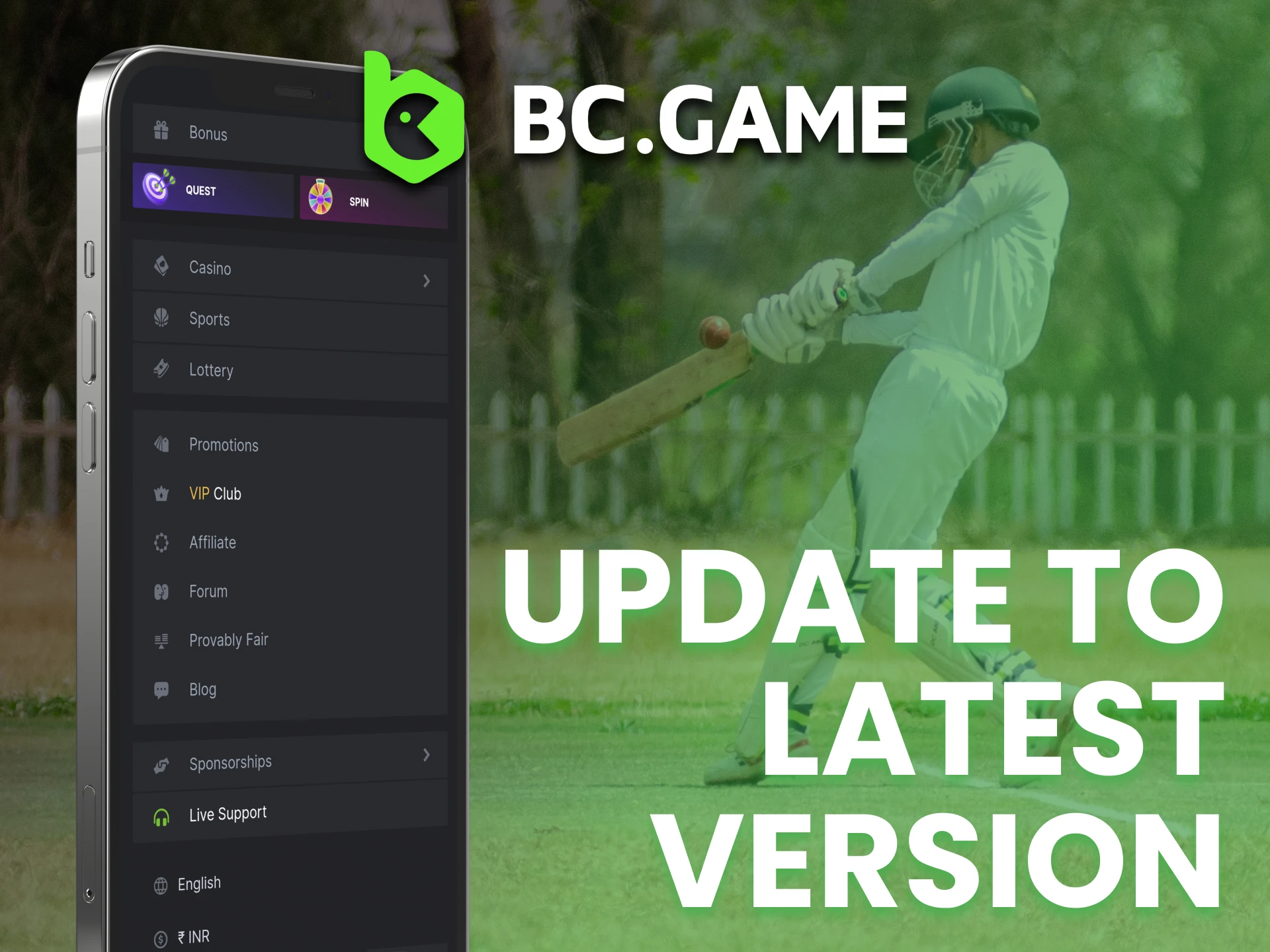 BC Game app updates automatically after each start.