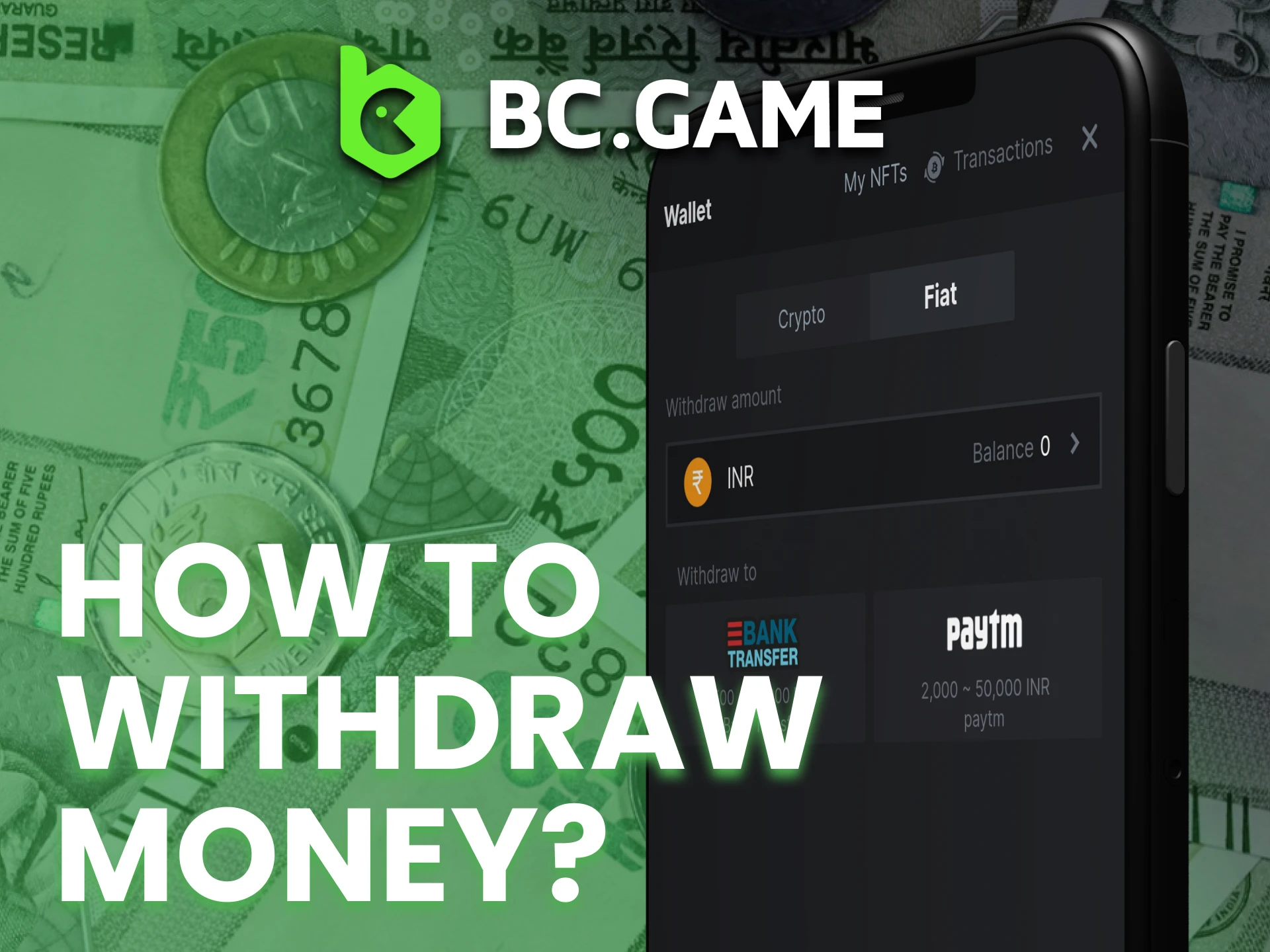 Withdraw money from BC Game without any problems.