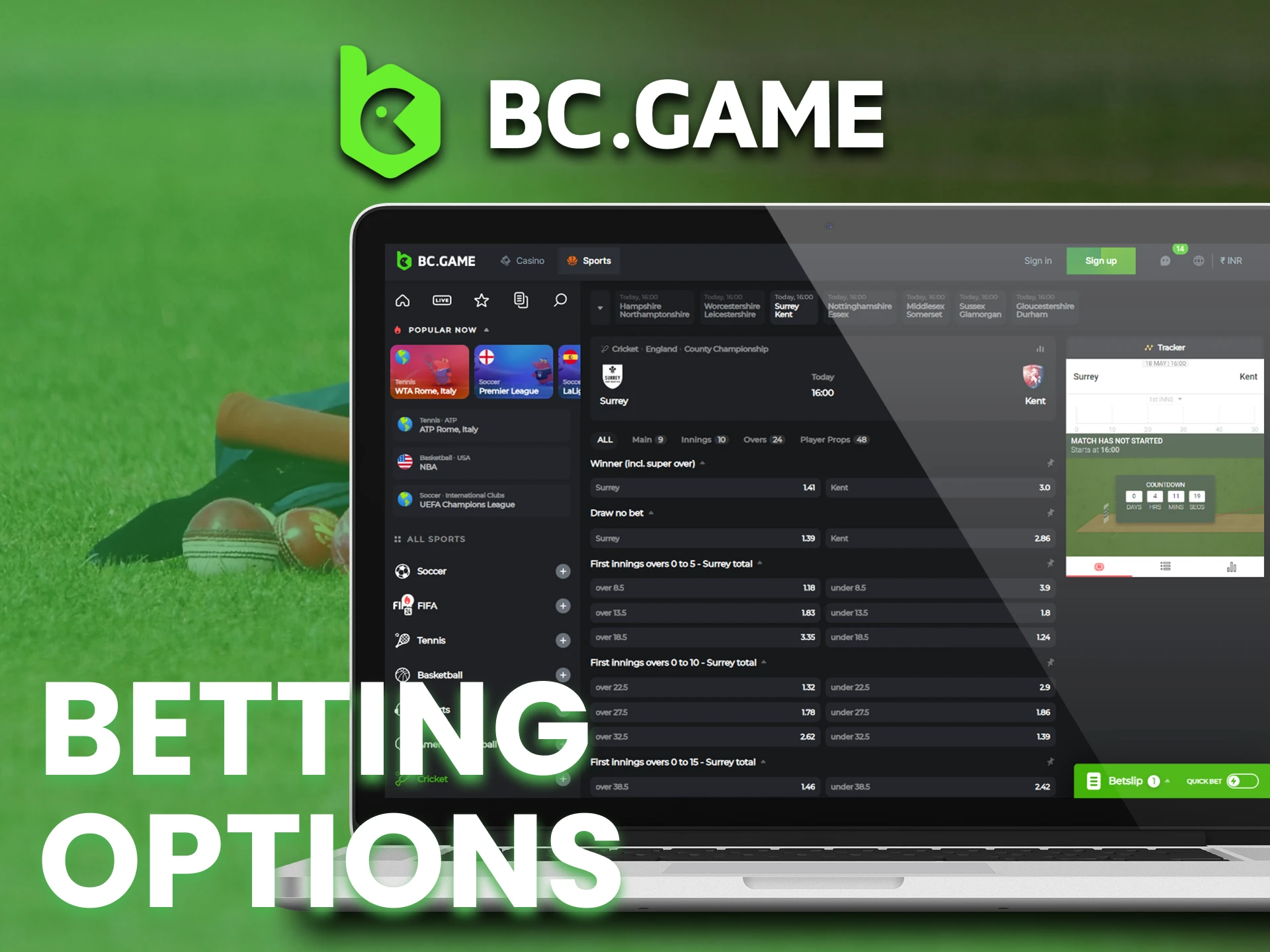 Choose how you want to make your bet on BC Game sports page.