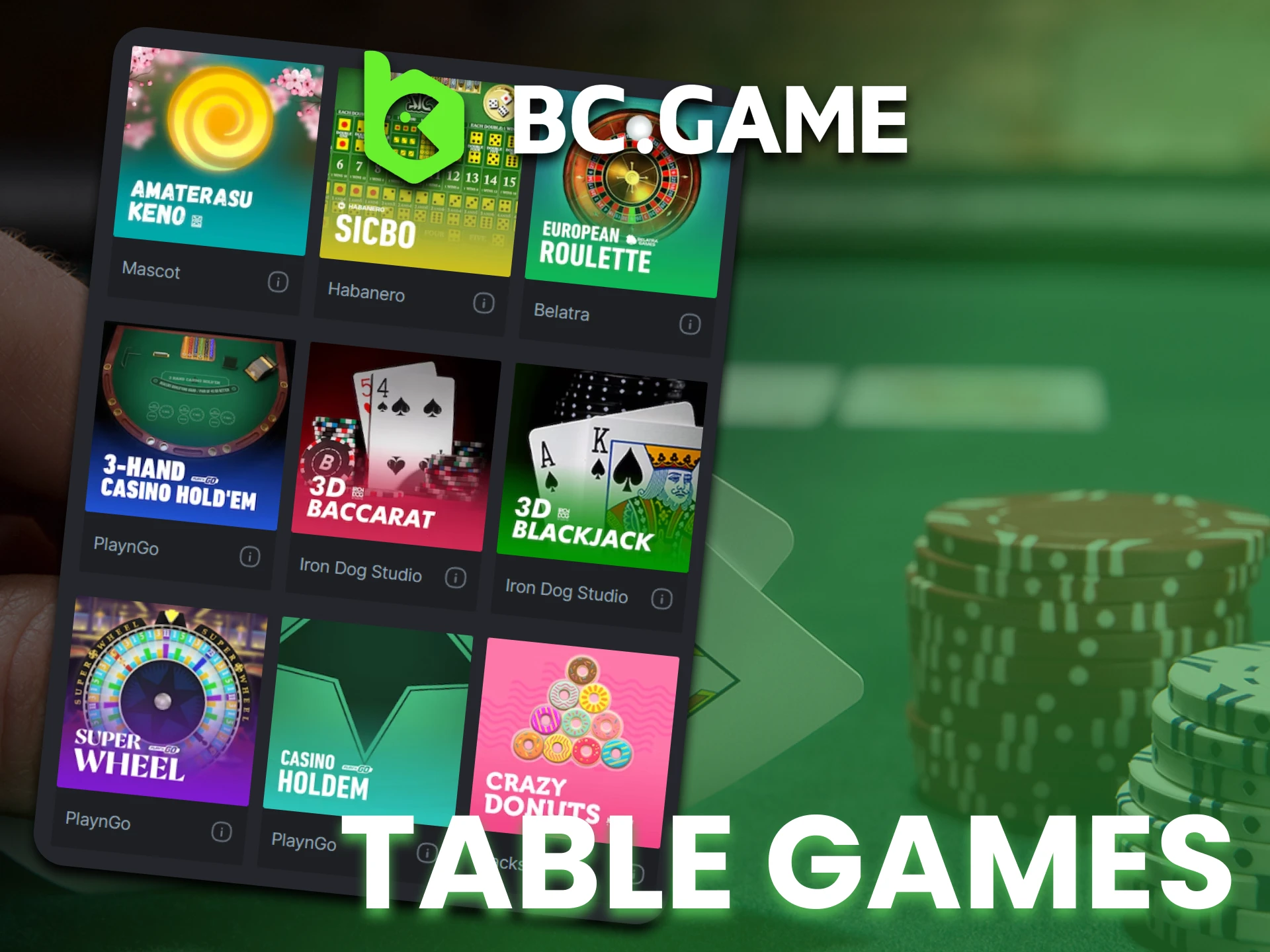 Play table casino games in BC Game casino.