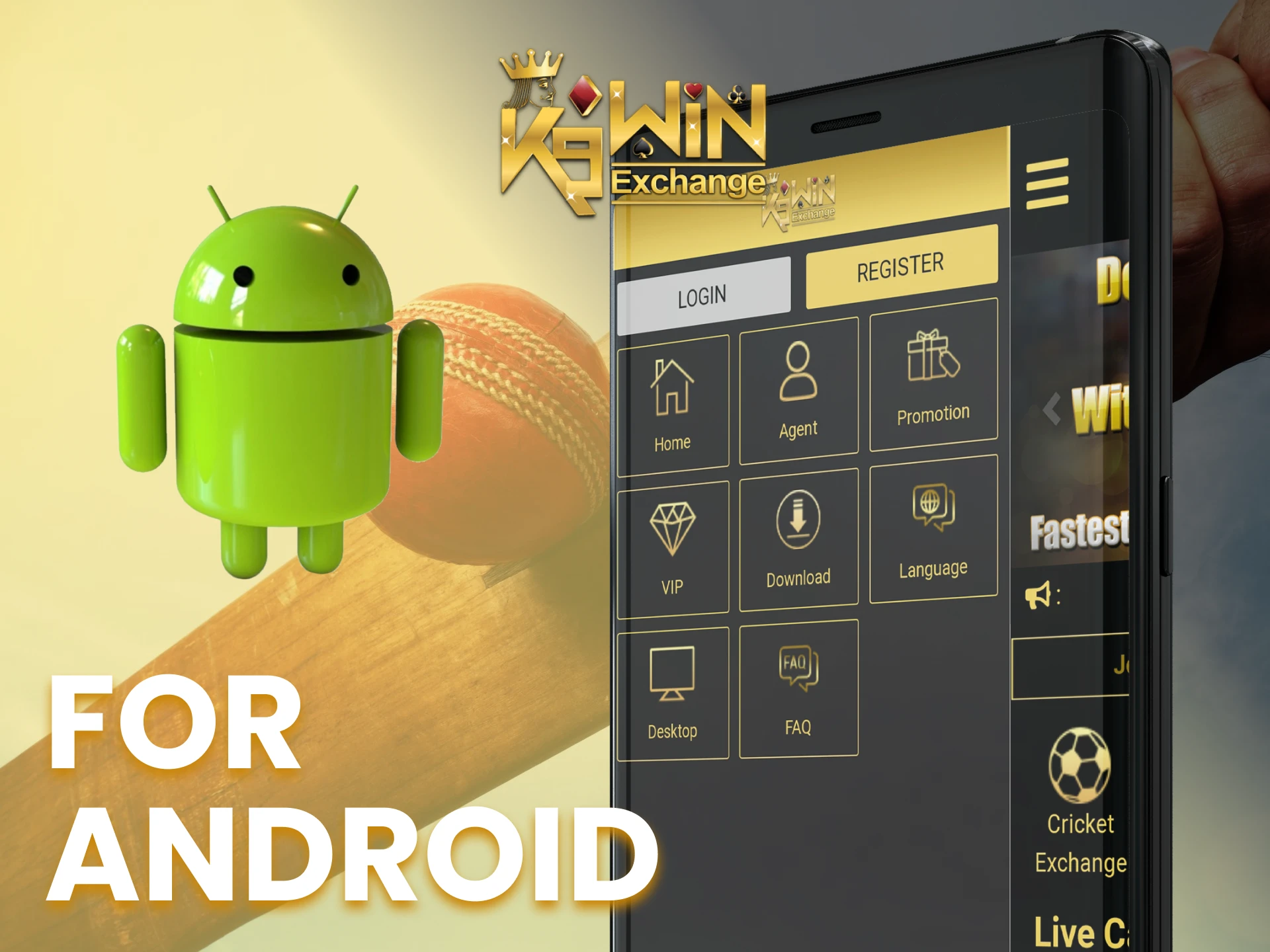 Download the K9Win Android app from a special page.