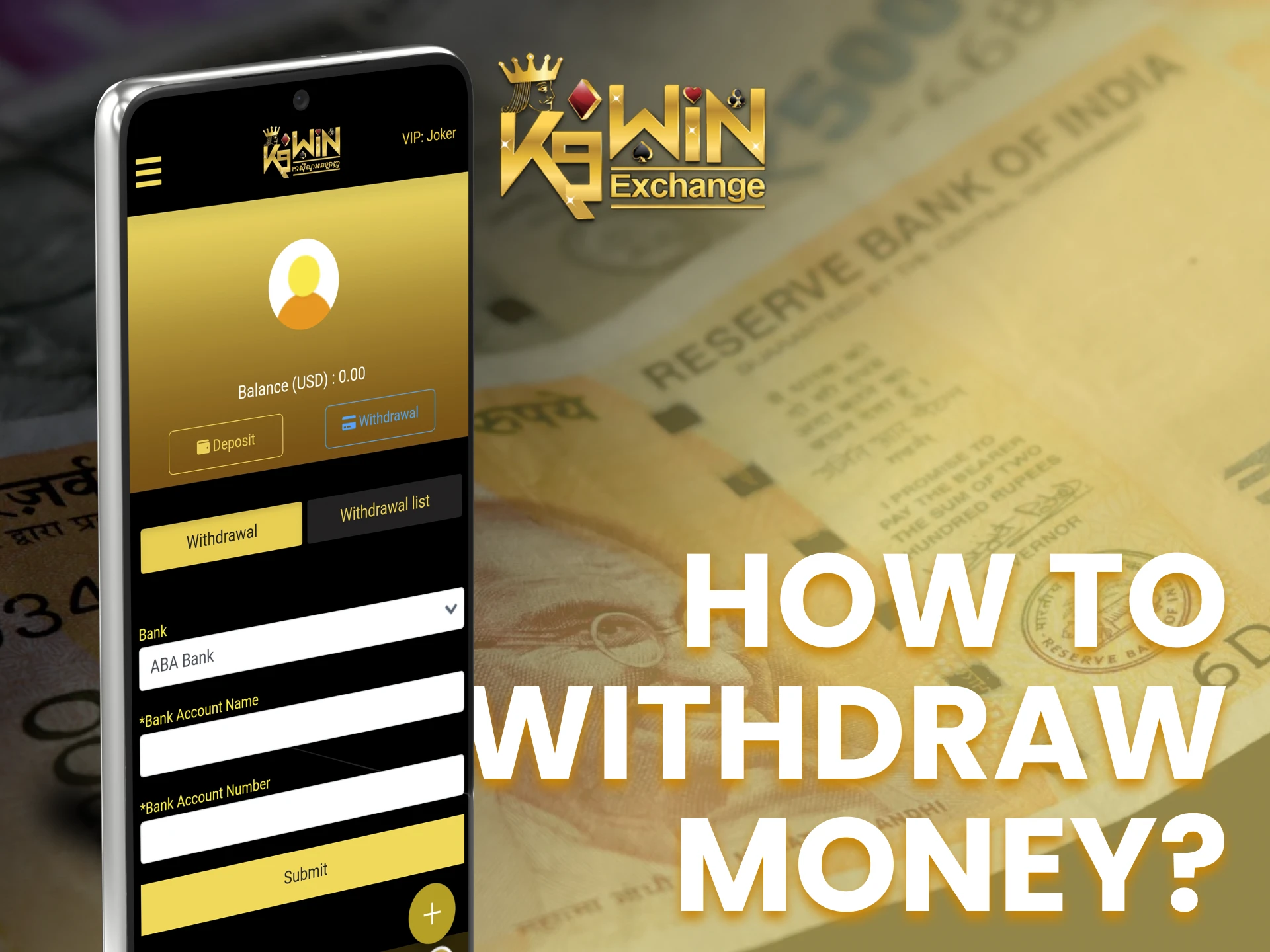 Withdraw money faster by using the K9Win app.