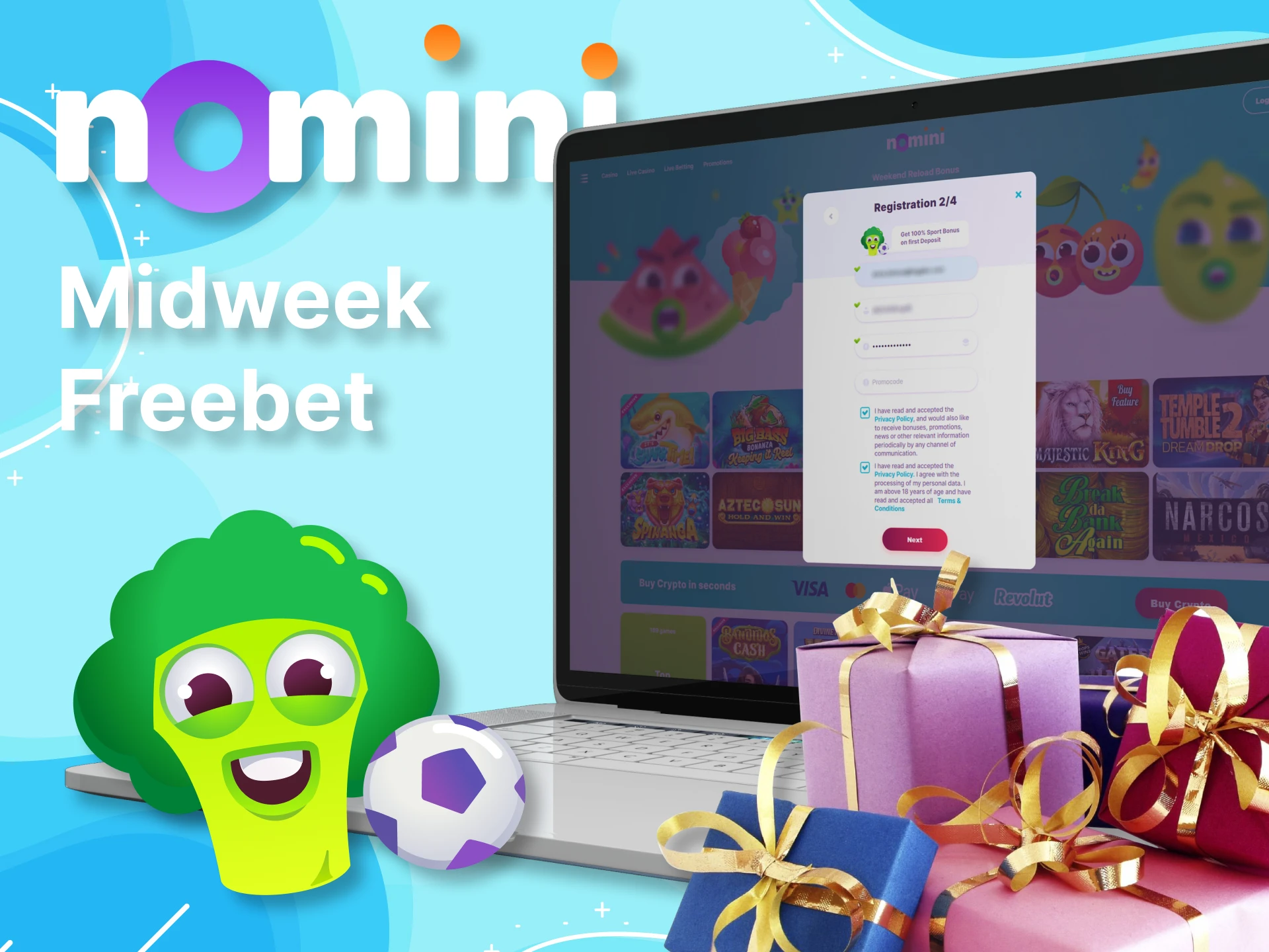 Nomini offers its players a lucrative Midweek Freebet bonus.