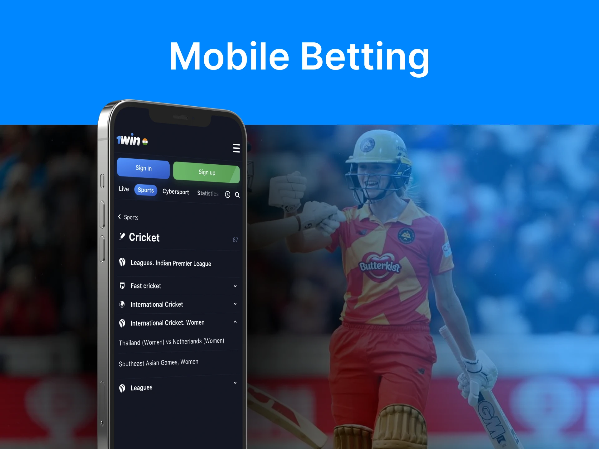 Bet on The Hundred matches using your mobile device.