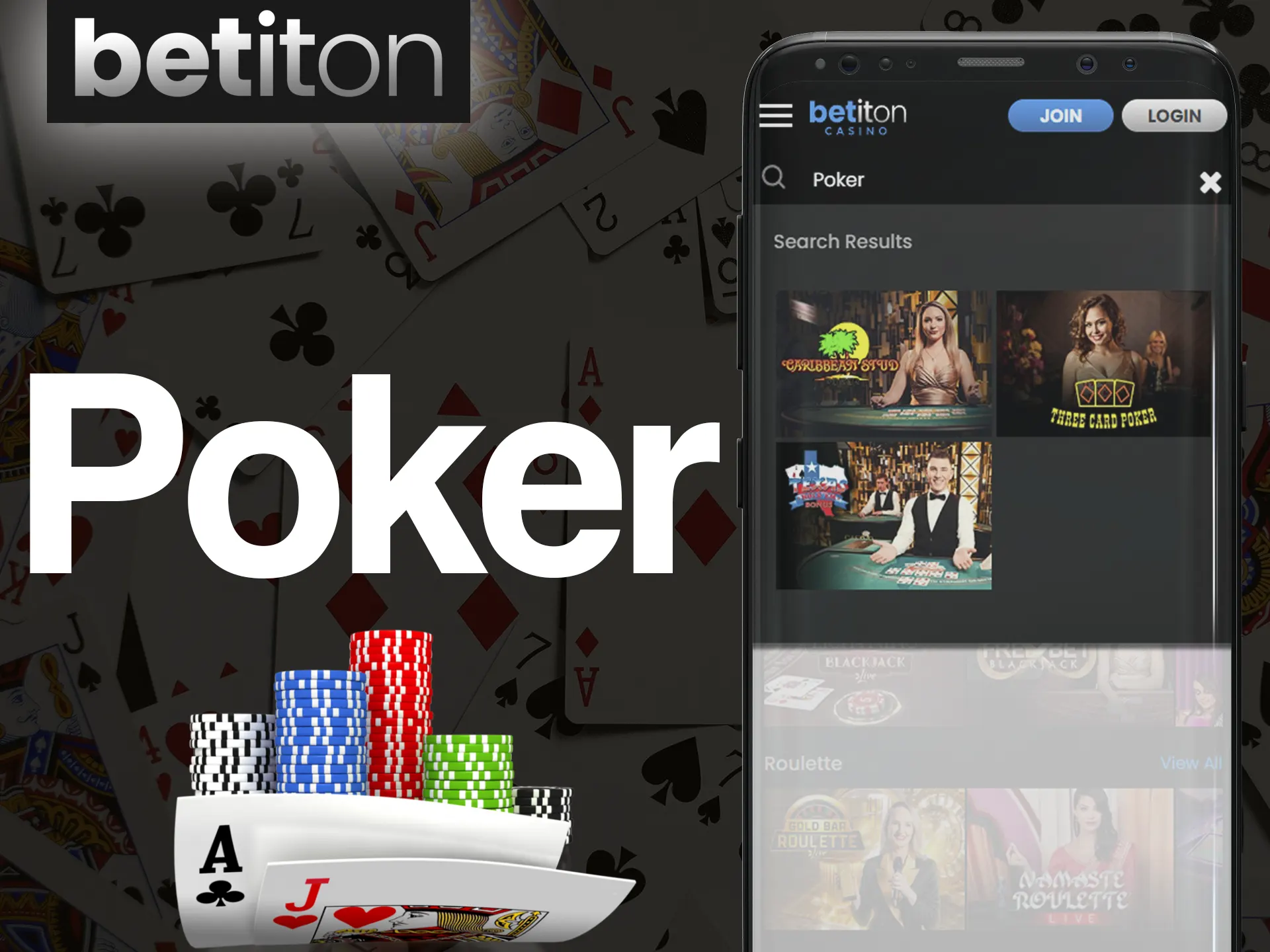 Win money by playing poker in the Betiton app.