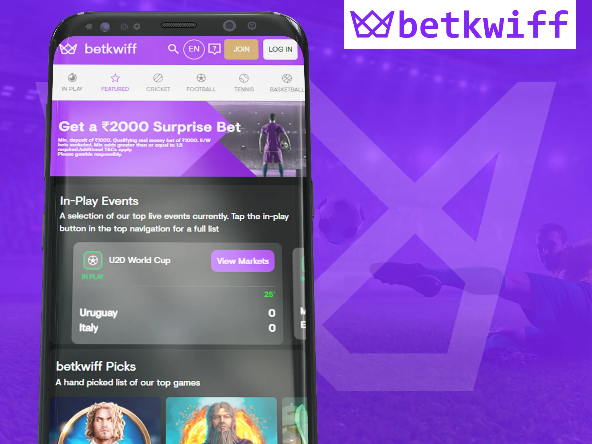 The mobile version of the Betkwiff site is very convenient.