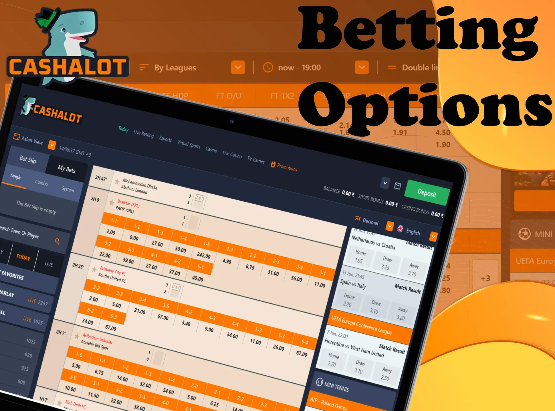 Learn more about the different betting options at Cashalot.