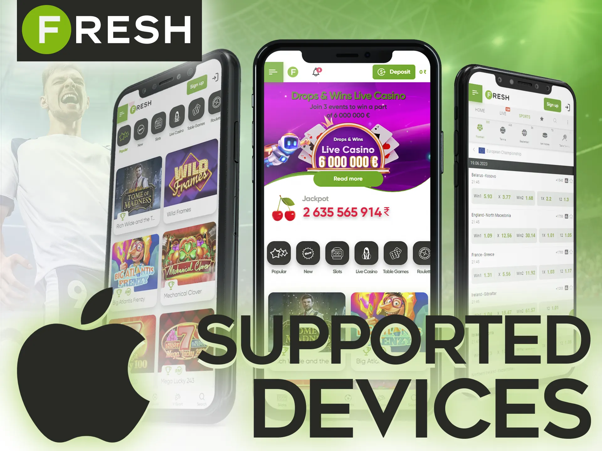 Fresh Casino app can be installed on many modern iOS devices.