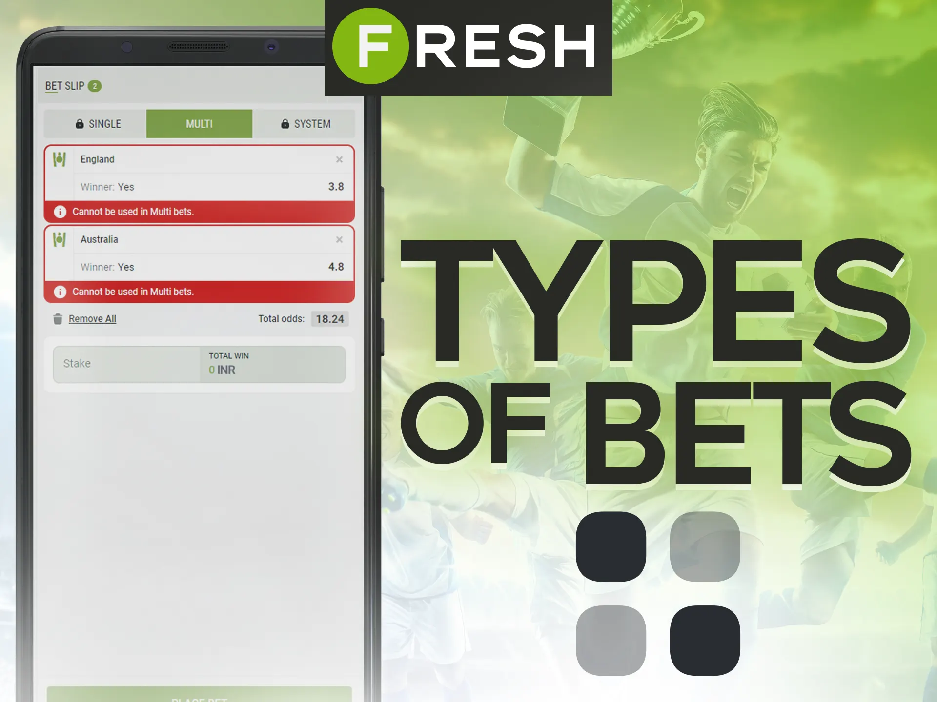 Make bets in different ways with the Fresh Casino app.