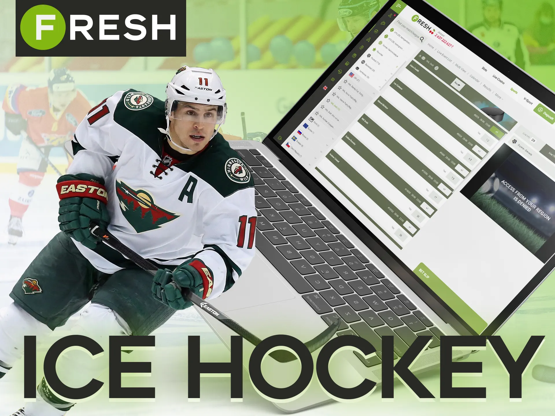 Ice hockey is a great sport to bet on it at the Fresh Casino.