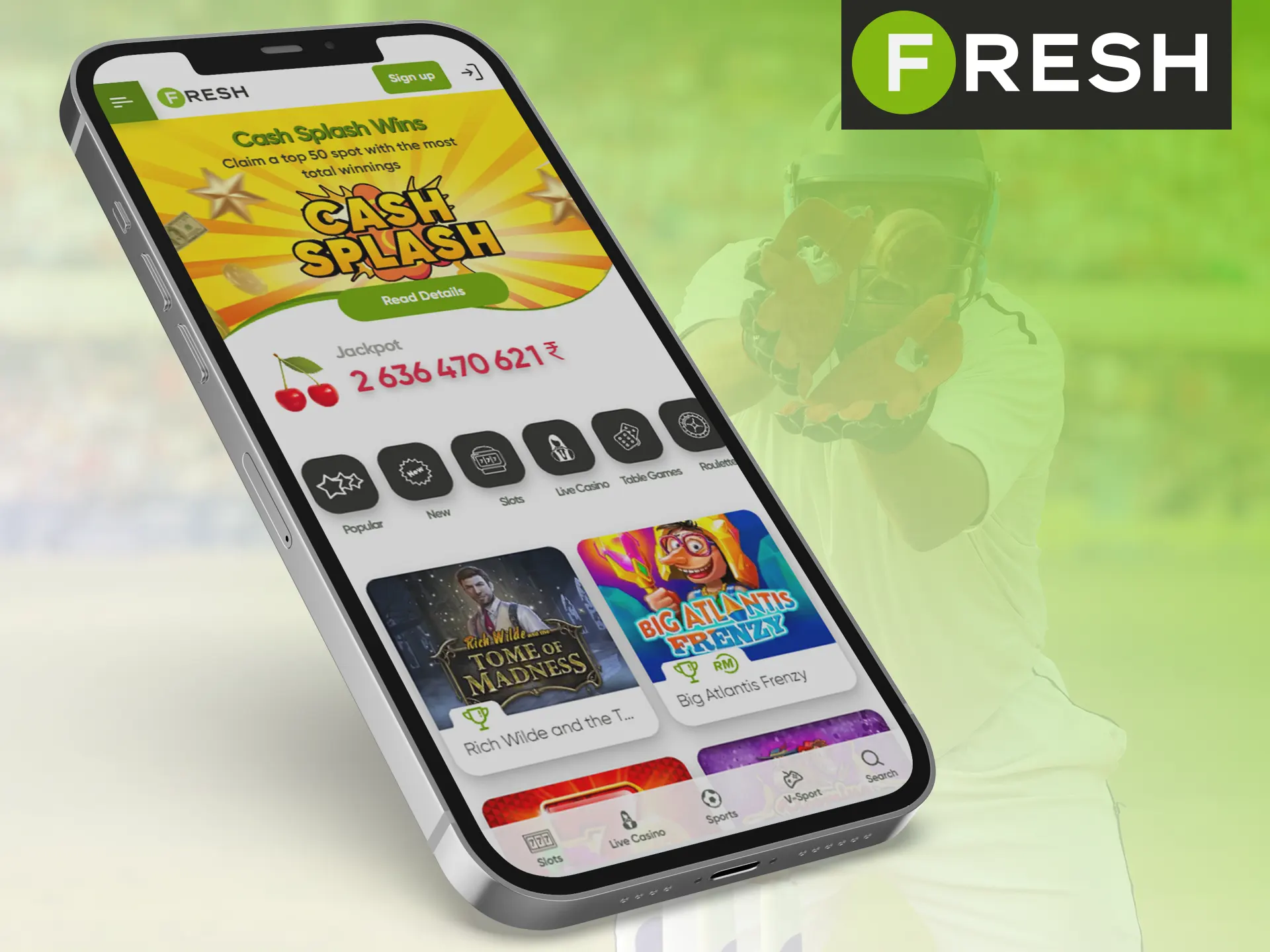 Use the web version of Fresh Casino website on any device.