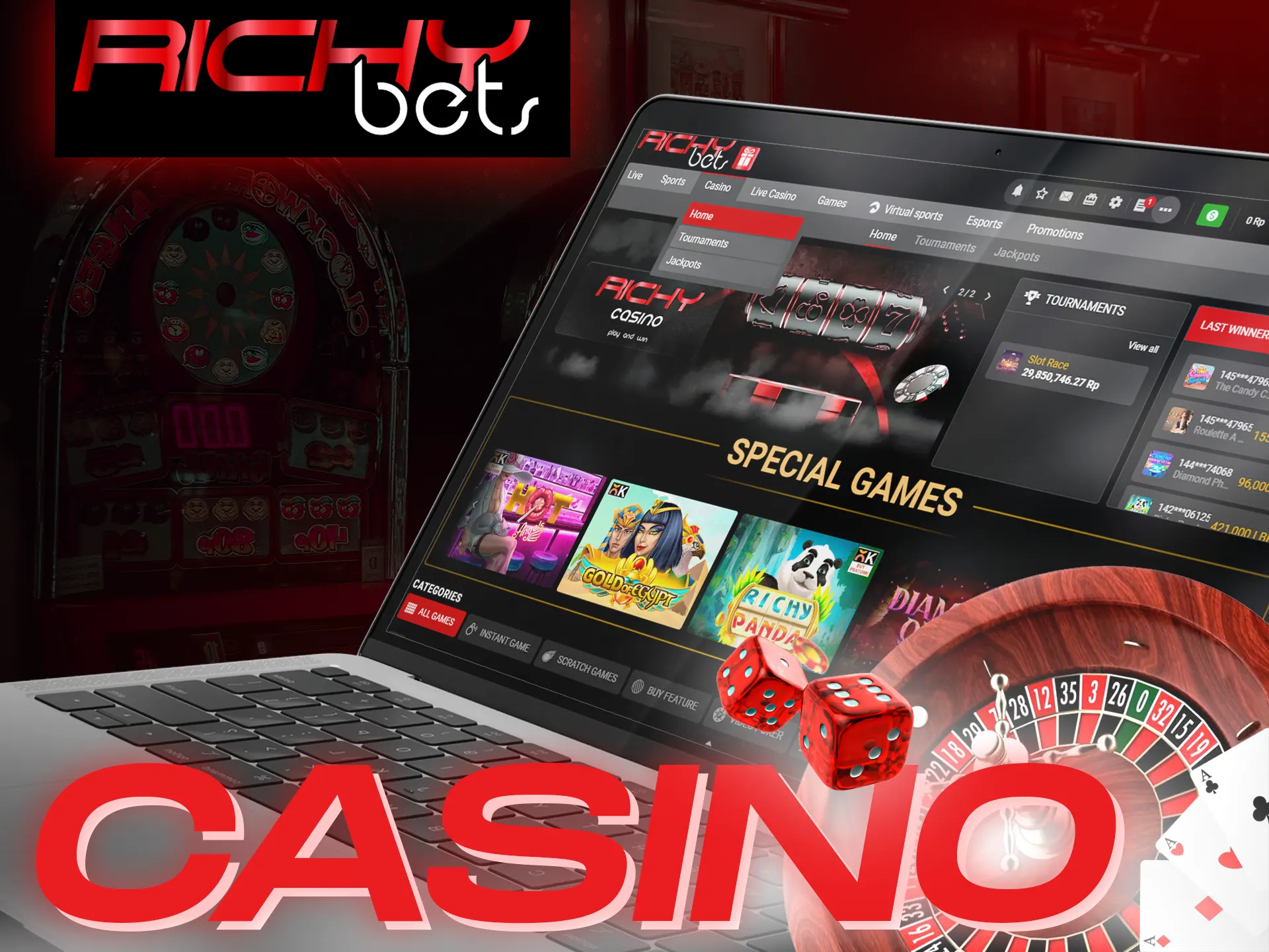 Play different casino games at the Richybets casino.