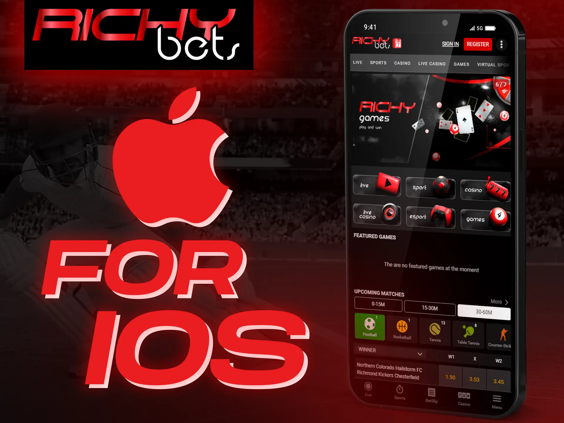 The Richybets app can be installed on iOS devices.