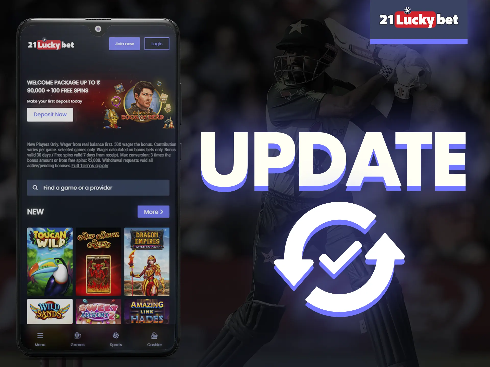 Be sure to update 21luckybet app.