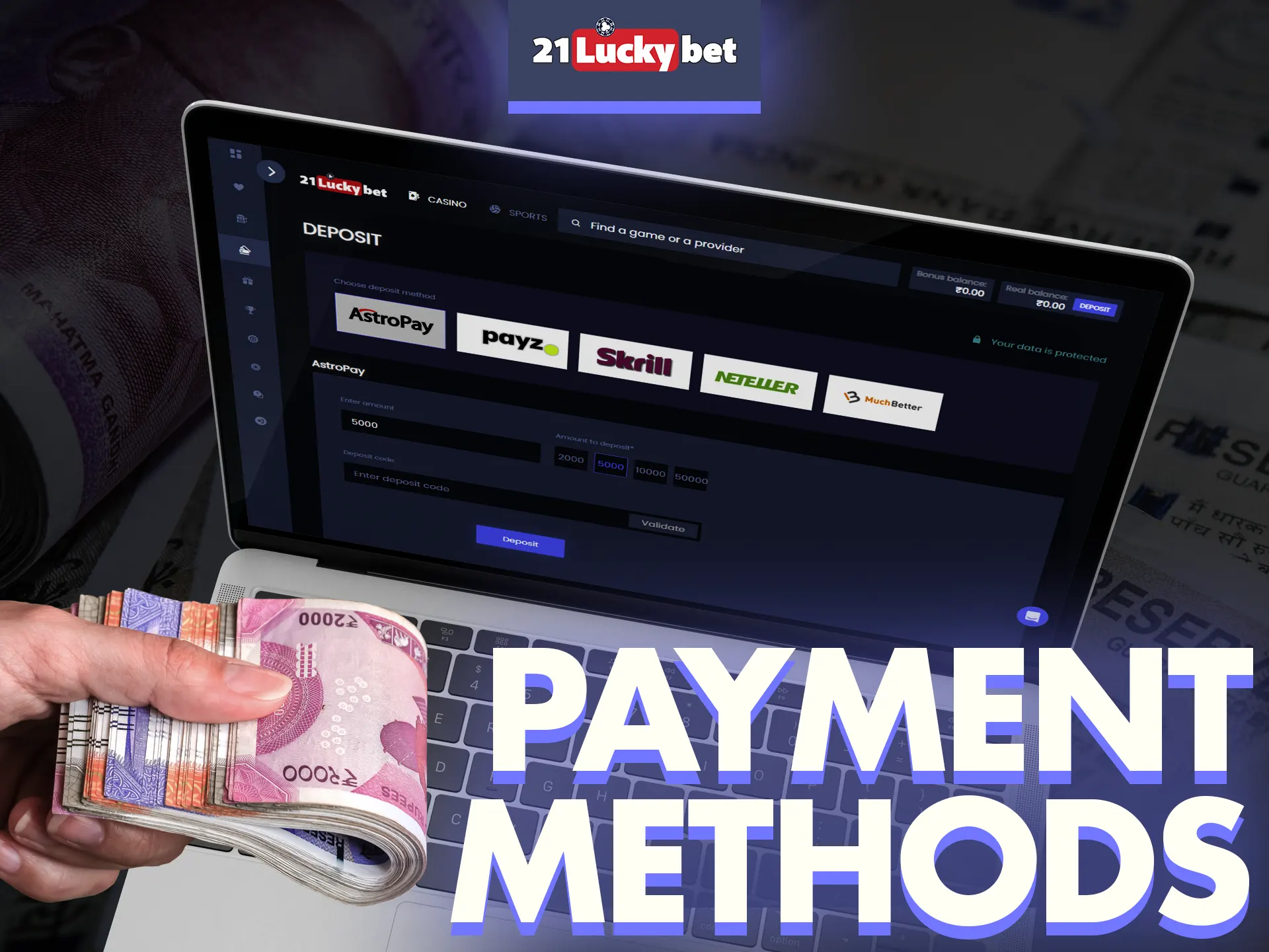 Try 21luckybet payment methods for Indians.