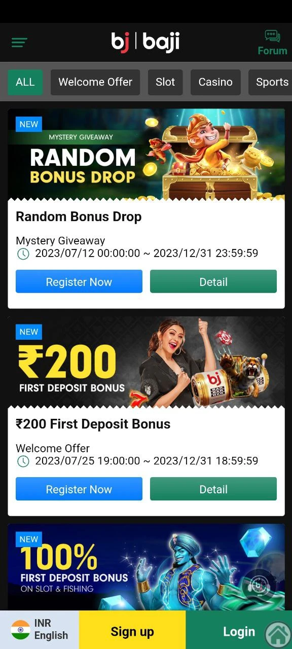 Get the best bonuses in the Baji Live app.