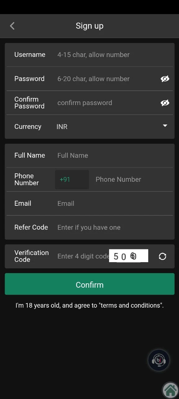 The Baji Live app has a simple registration process.