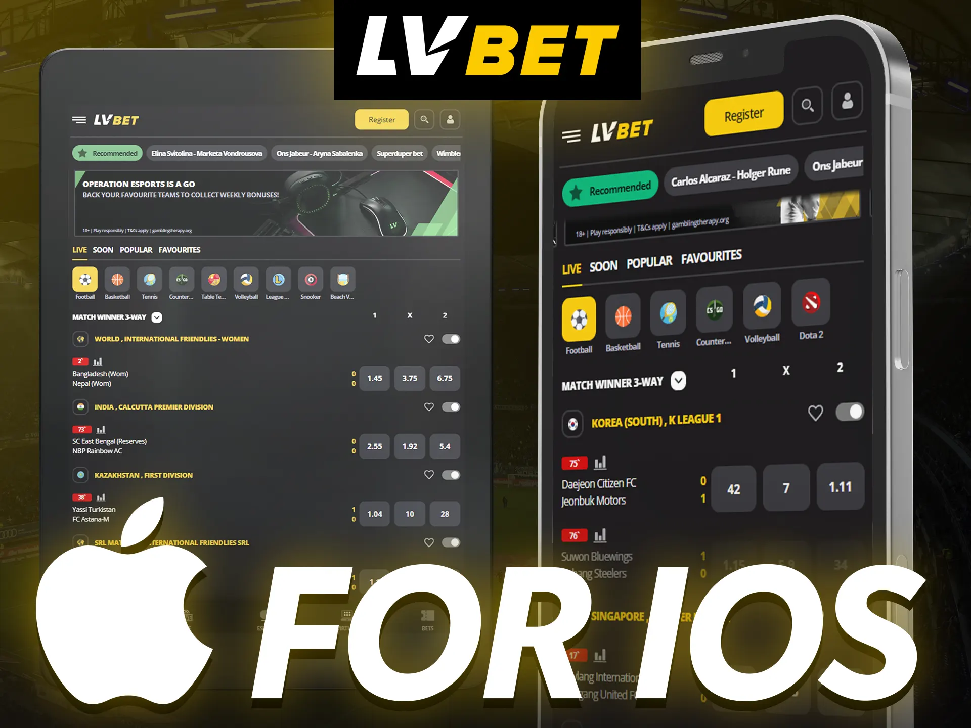 Use the LV Bet app on your iOS device.